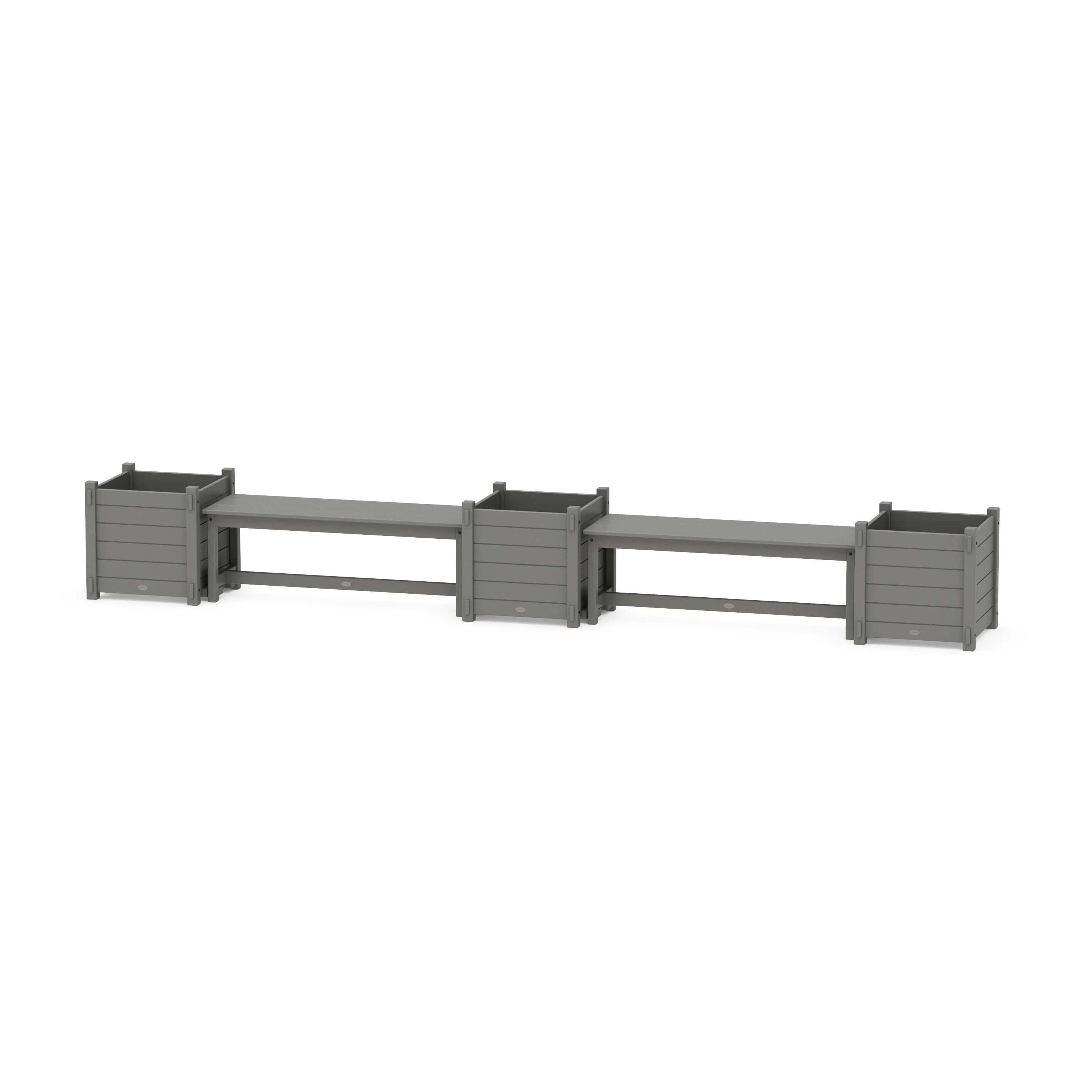 48" Nautical Straight Double Planter Bench Set - Large