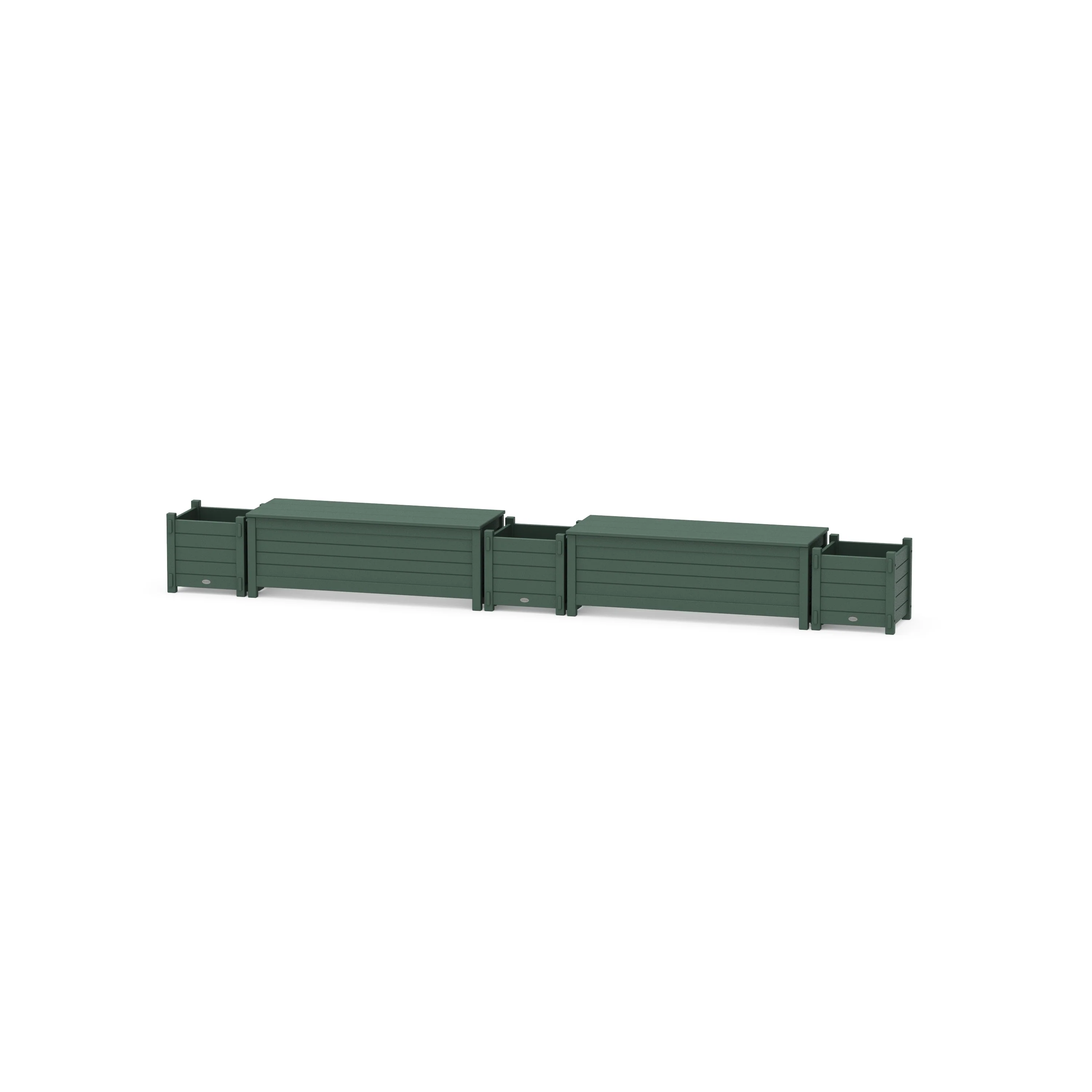 48" Nautical Straight Double Planter Storage Bench Set - Image 5