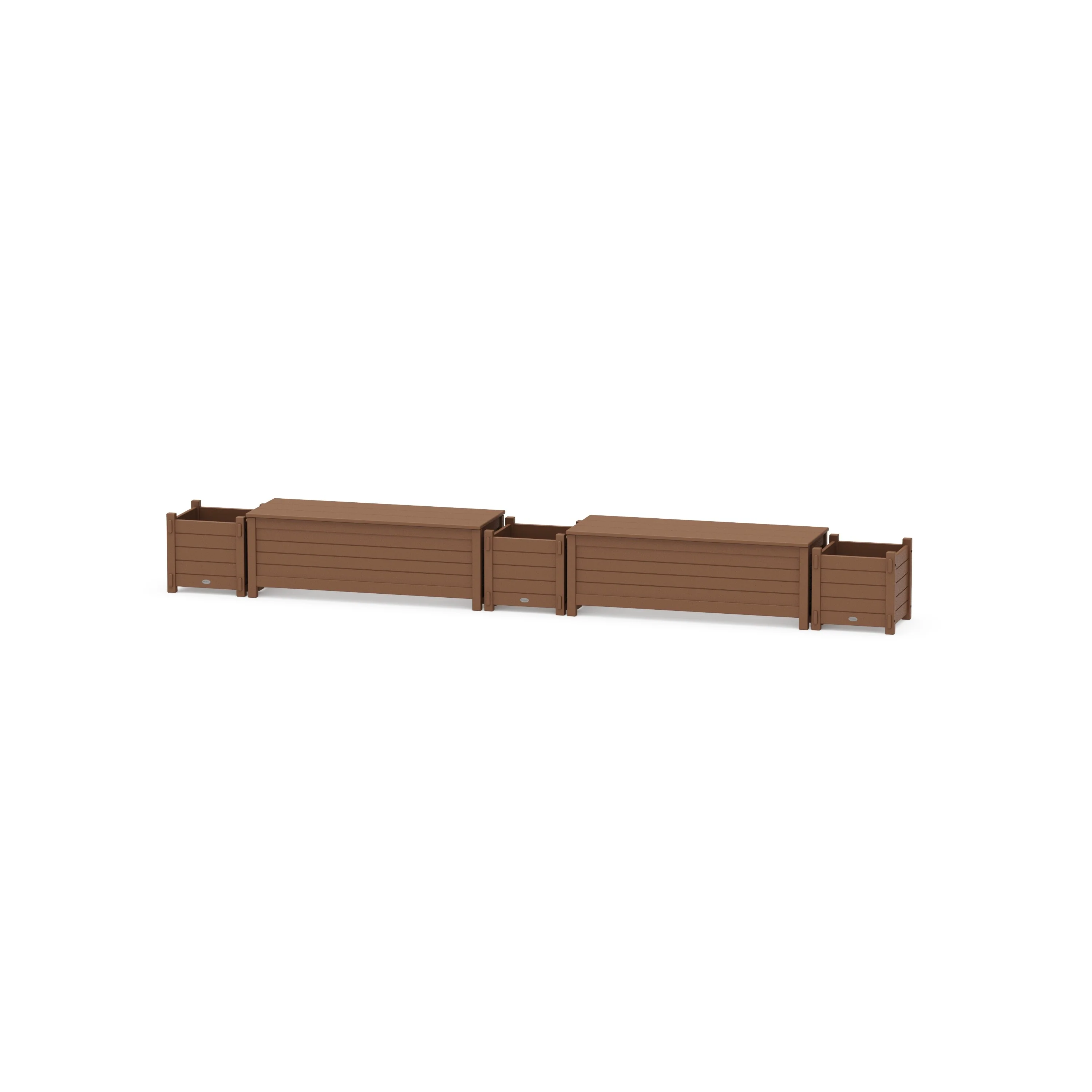 48" Nautical Straight Double Planter Storage Bench Set - Image 7