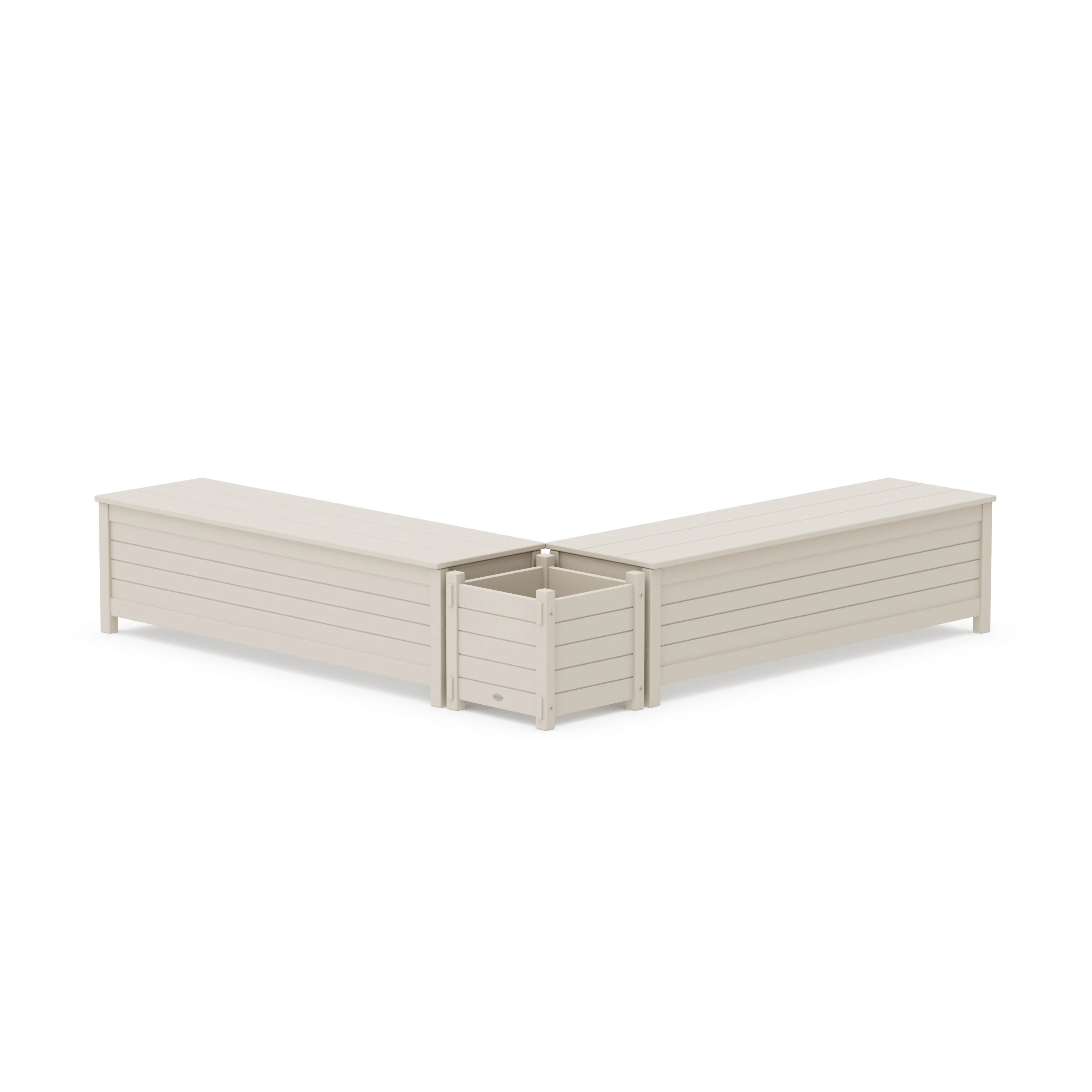 60" Nautical L- Shaped Planter Storage Bench Set - Image 3