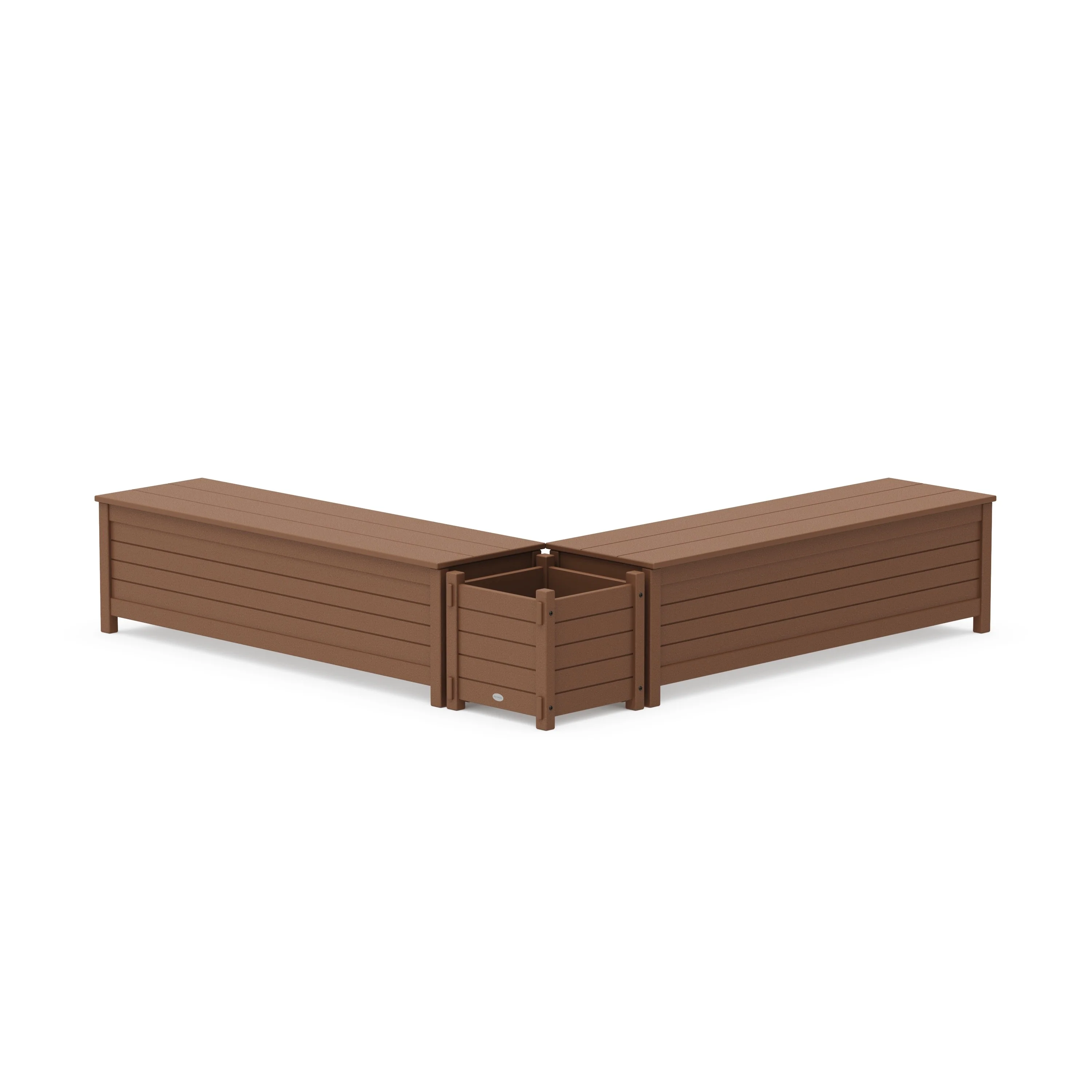 60" Nautical L- Shaped Planter Storage Bench Set - Image 7