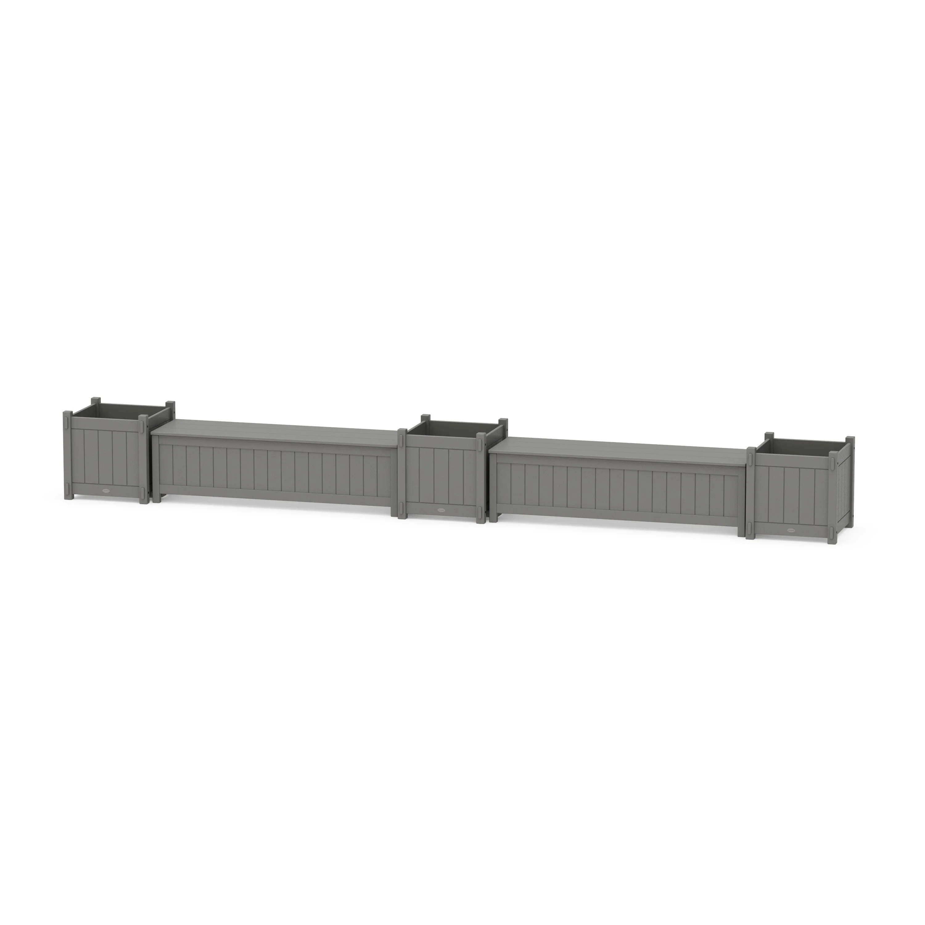 60" Vineyard Straight Double Planter Storage Bench Set- Large