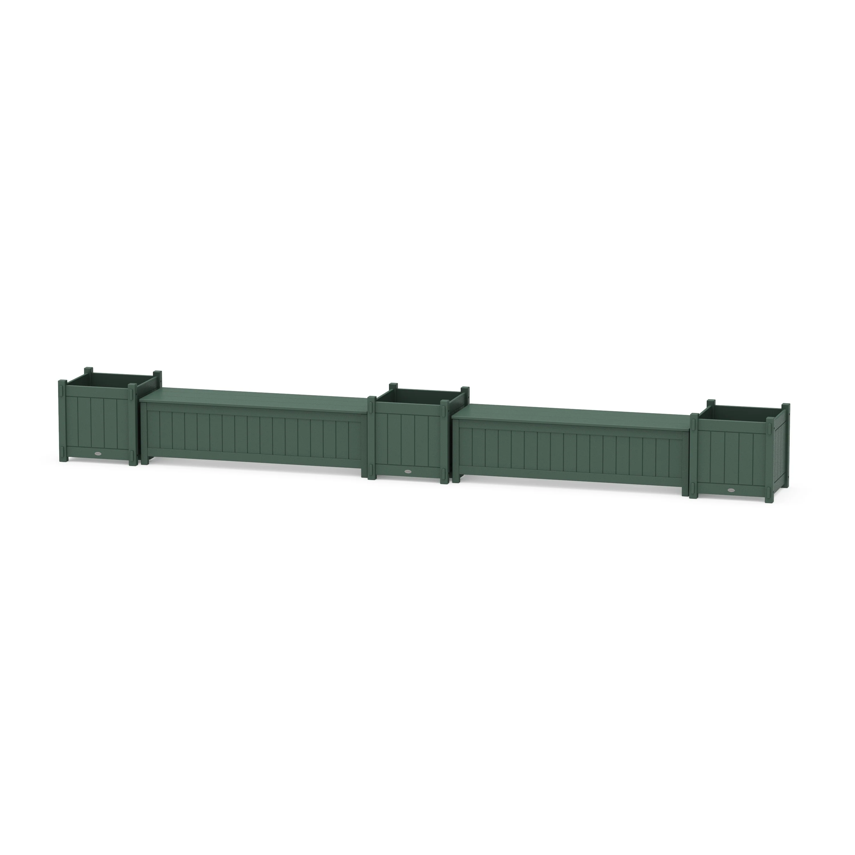 60" Vineyard Straight Double Planter Storage Bench Set- Large - Image 3