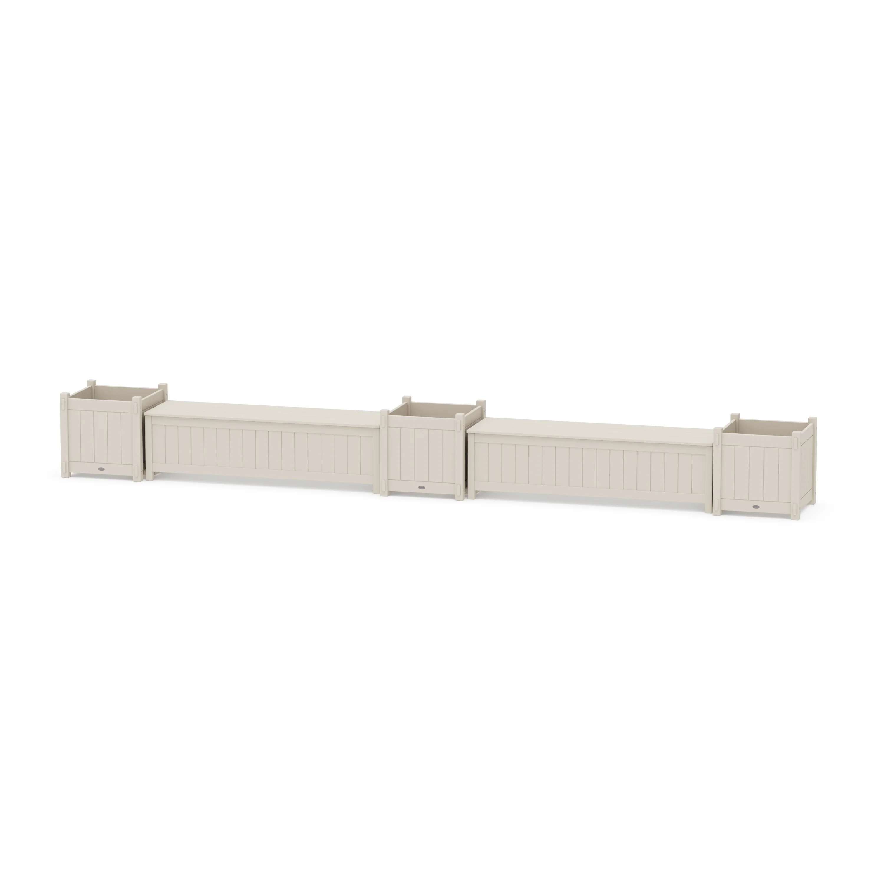 60" Vineyard Straight Double Planter Storage Bench Set- Large - Image 4