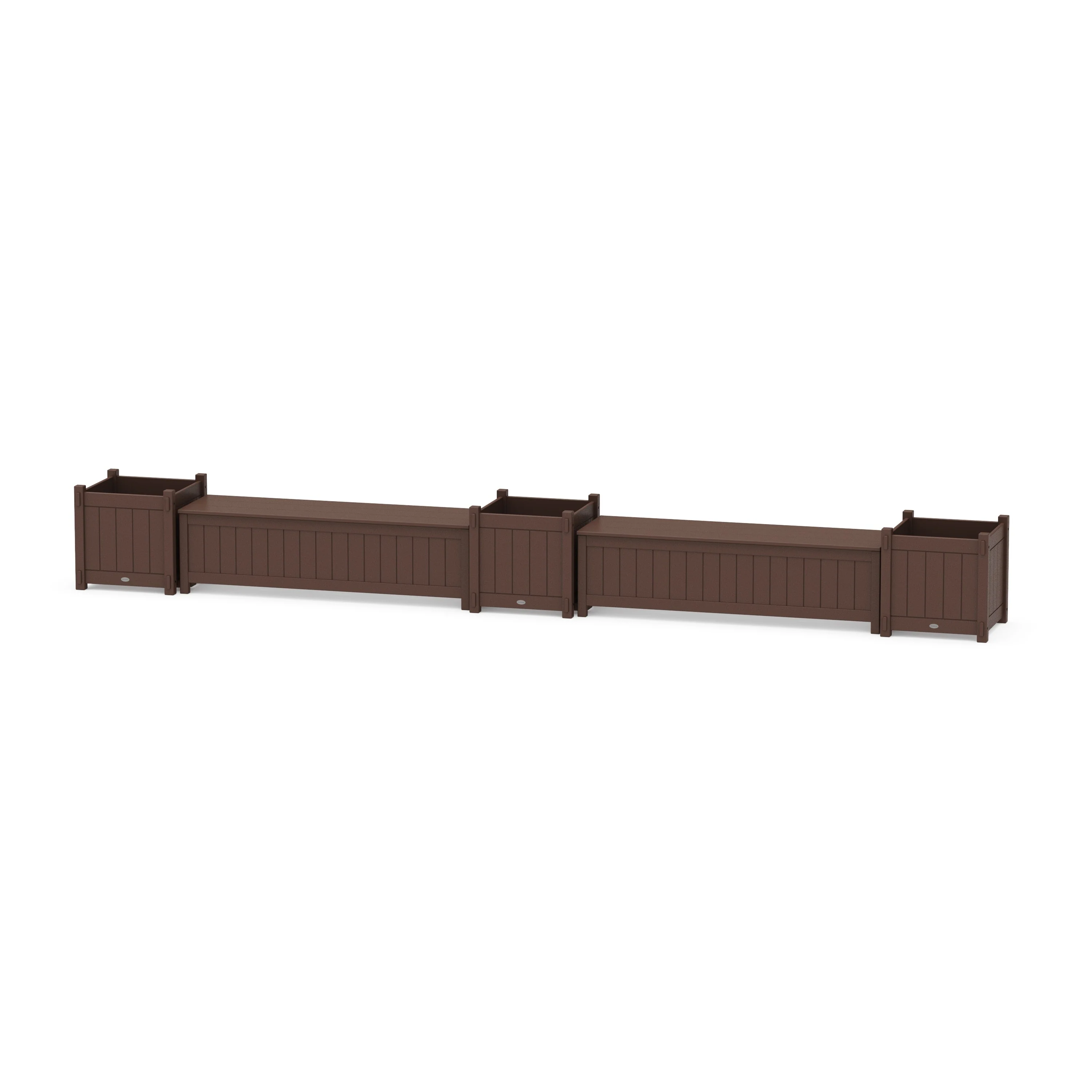 60" Vineyard Straight Double Planter Storage Bench Set- Large - Image 5