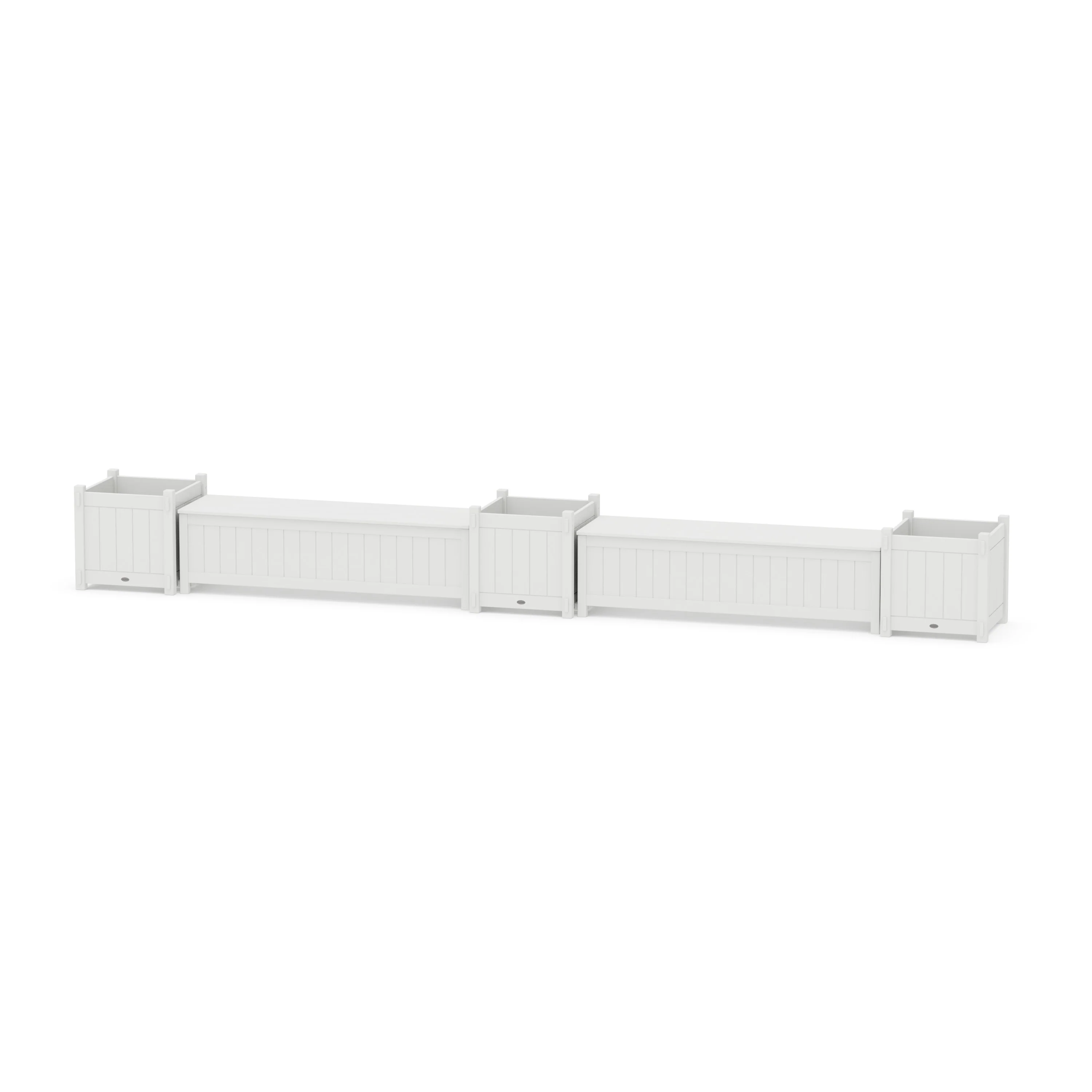 60" Vineyard Straight Double Planter Storage Bench Set- Large - Image 7