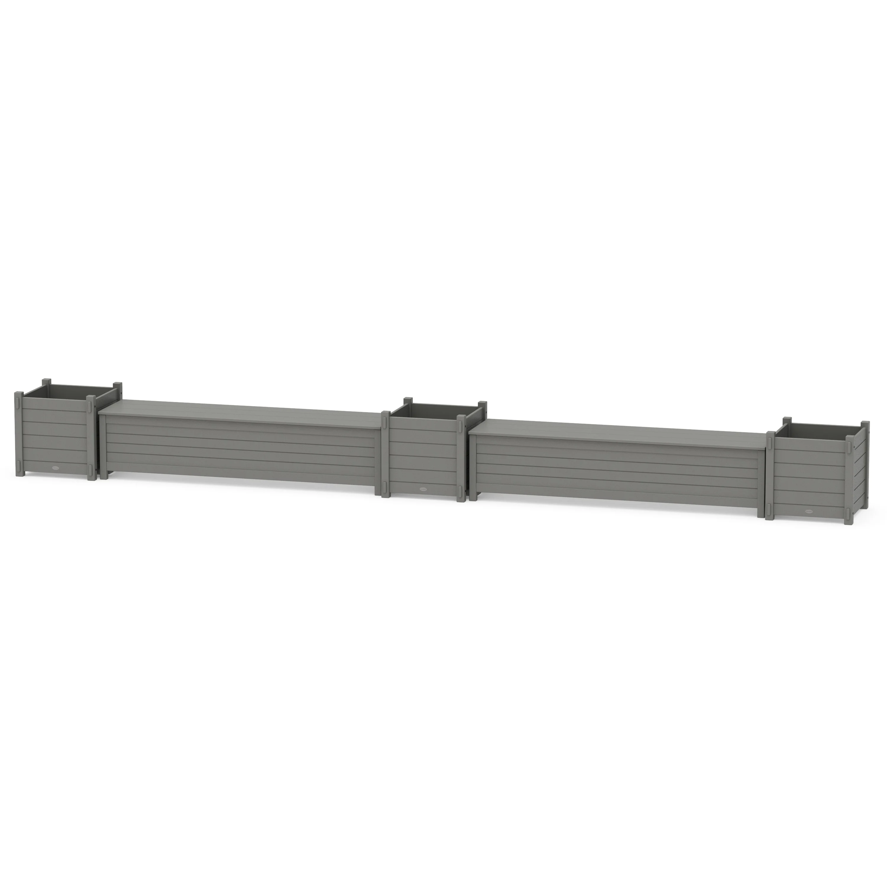 72" Nautical Straight Double Planter Storage Bench Set- Large