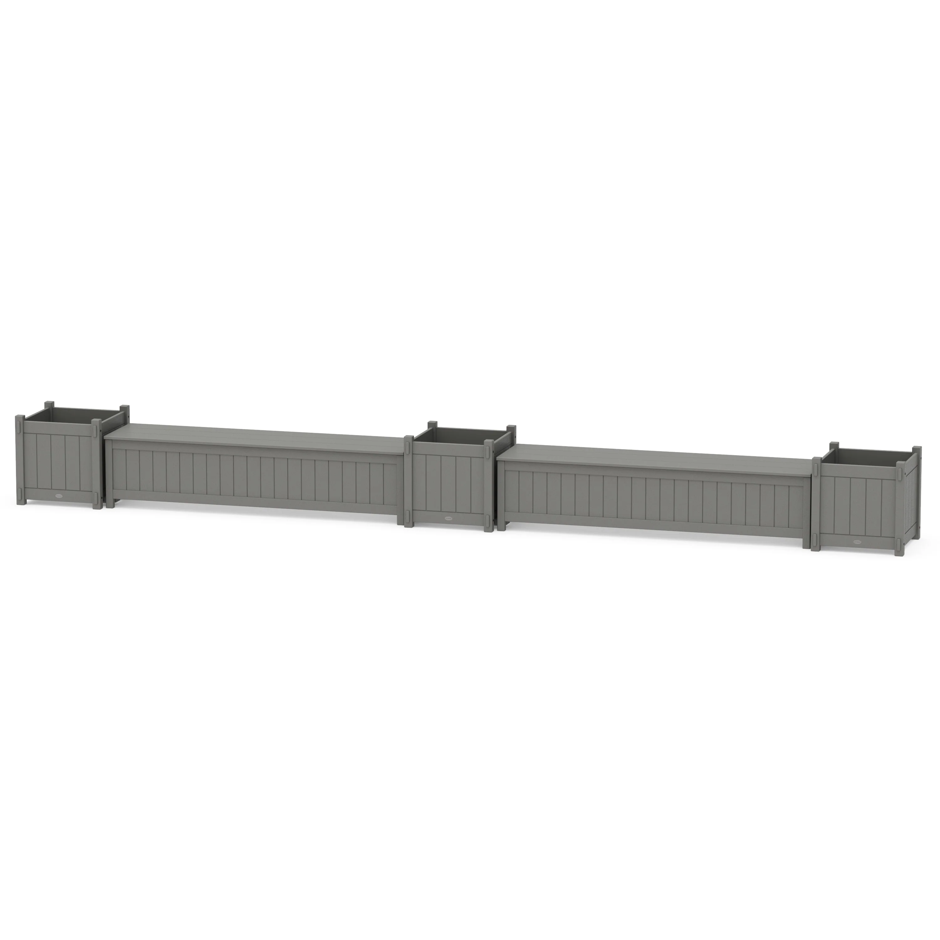 72" Vineyard Straight Double Planter Storage Bench Set- Large