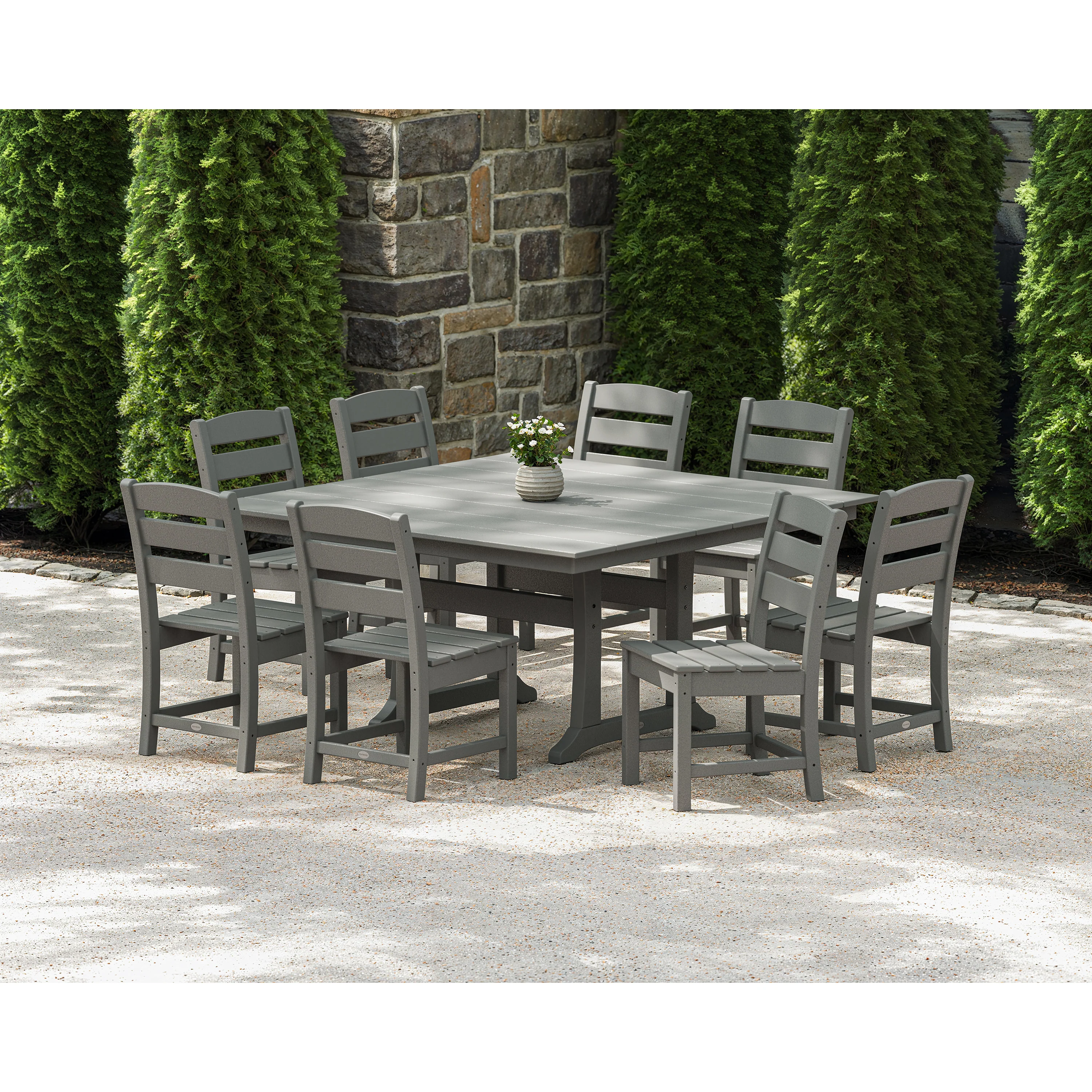 Lakeside 9-Piece Farmhouse Trestle Dining Set - Image 14