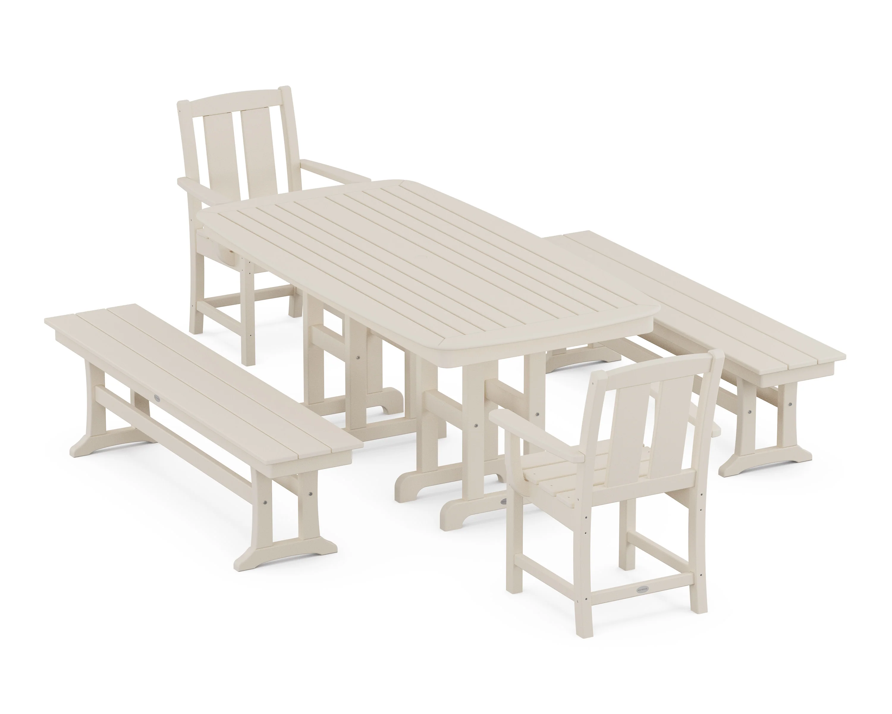 Mission 5-Piece Dining Set with Benches - Image 4