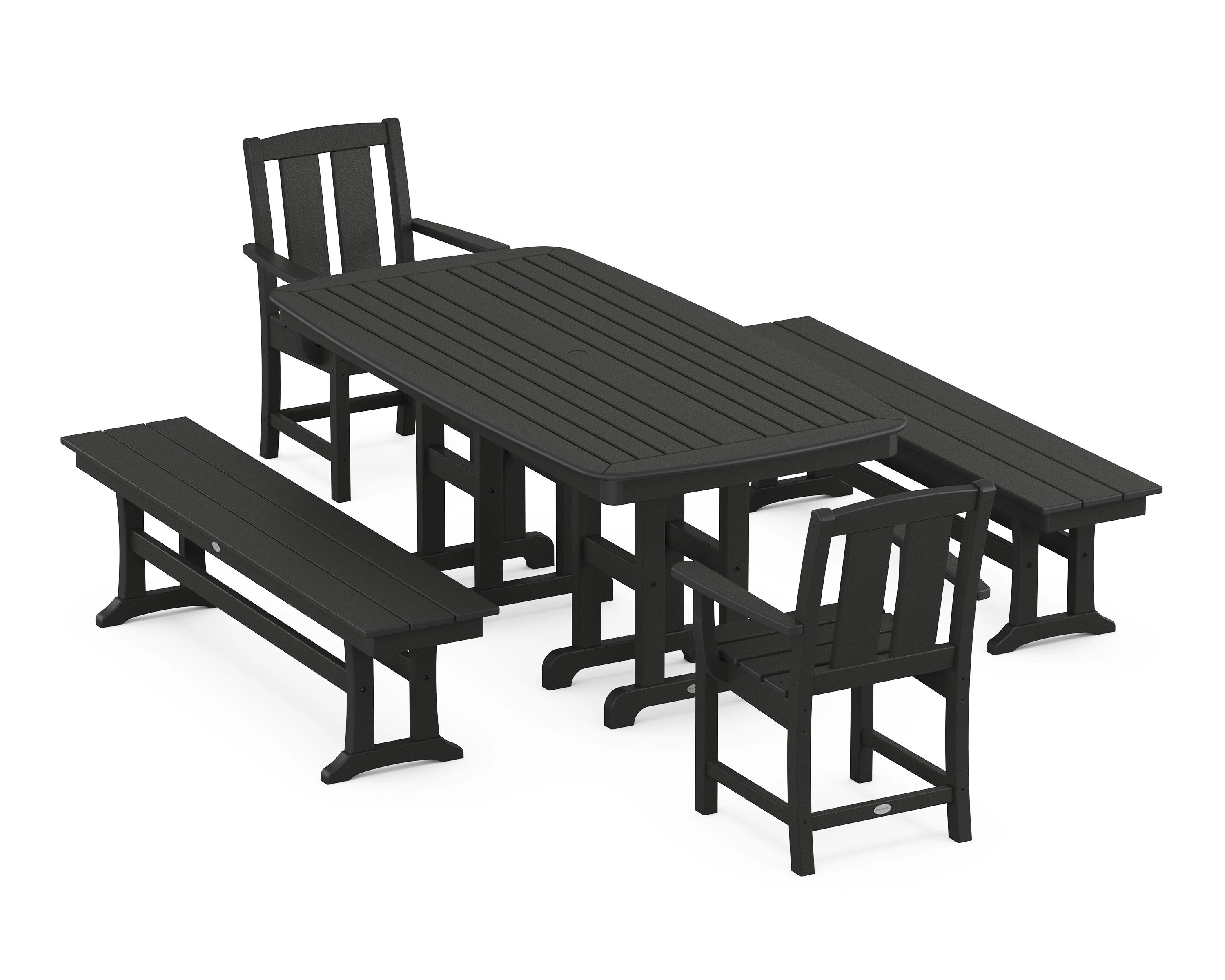 Mission 5-Piece Dining Set with Benches - Image 5