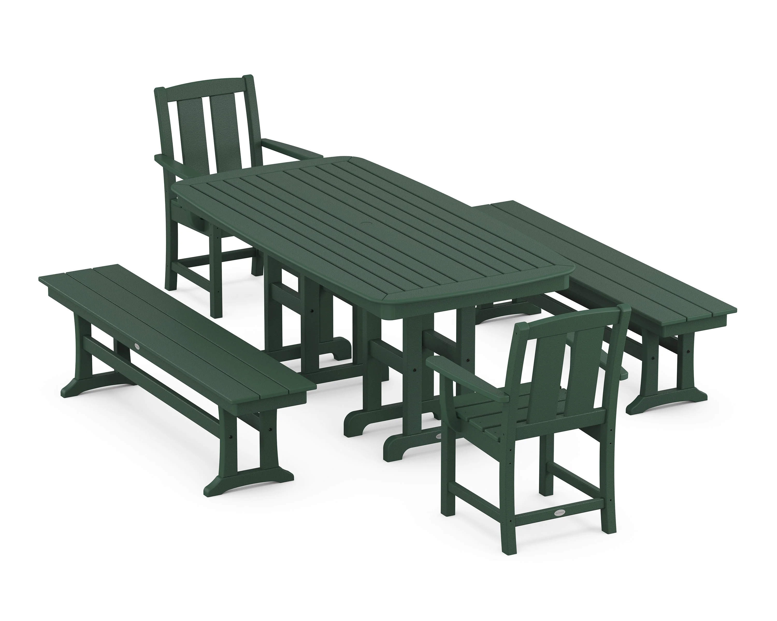 Mission 5-Piece Dining Set with Benches - Image 6