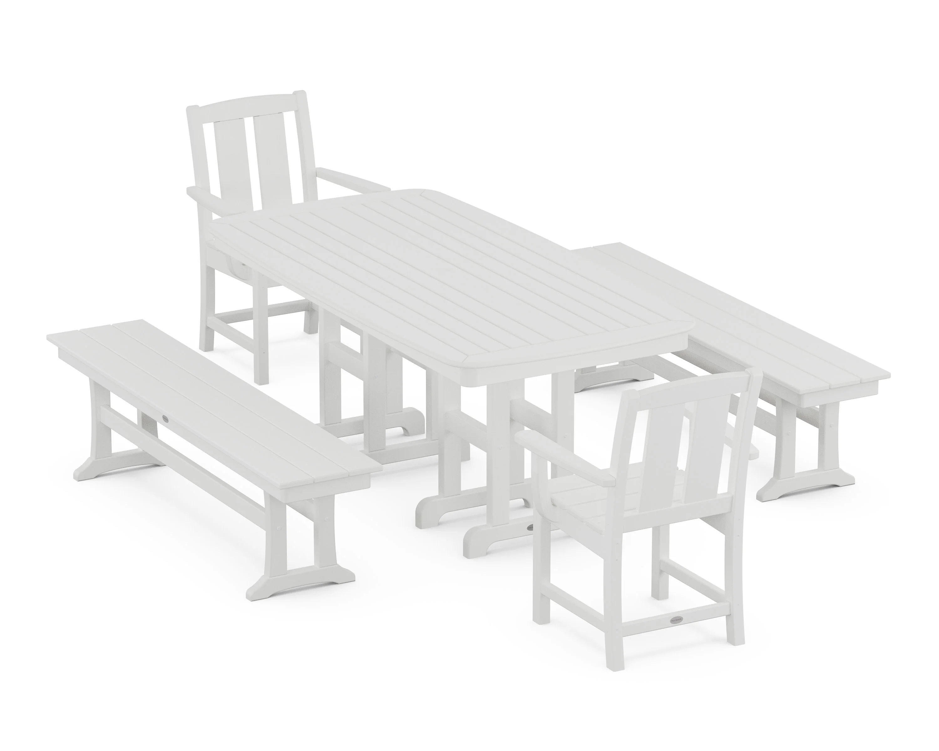 Mission 5-Piece Dining Set with Benches - Image 7