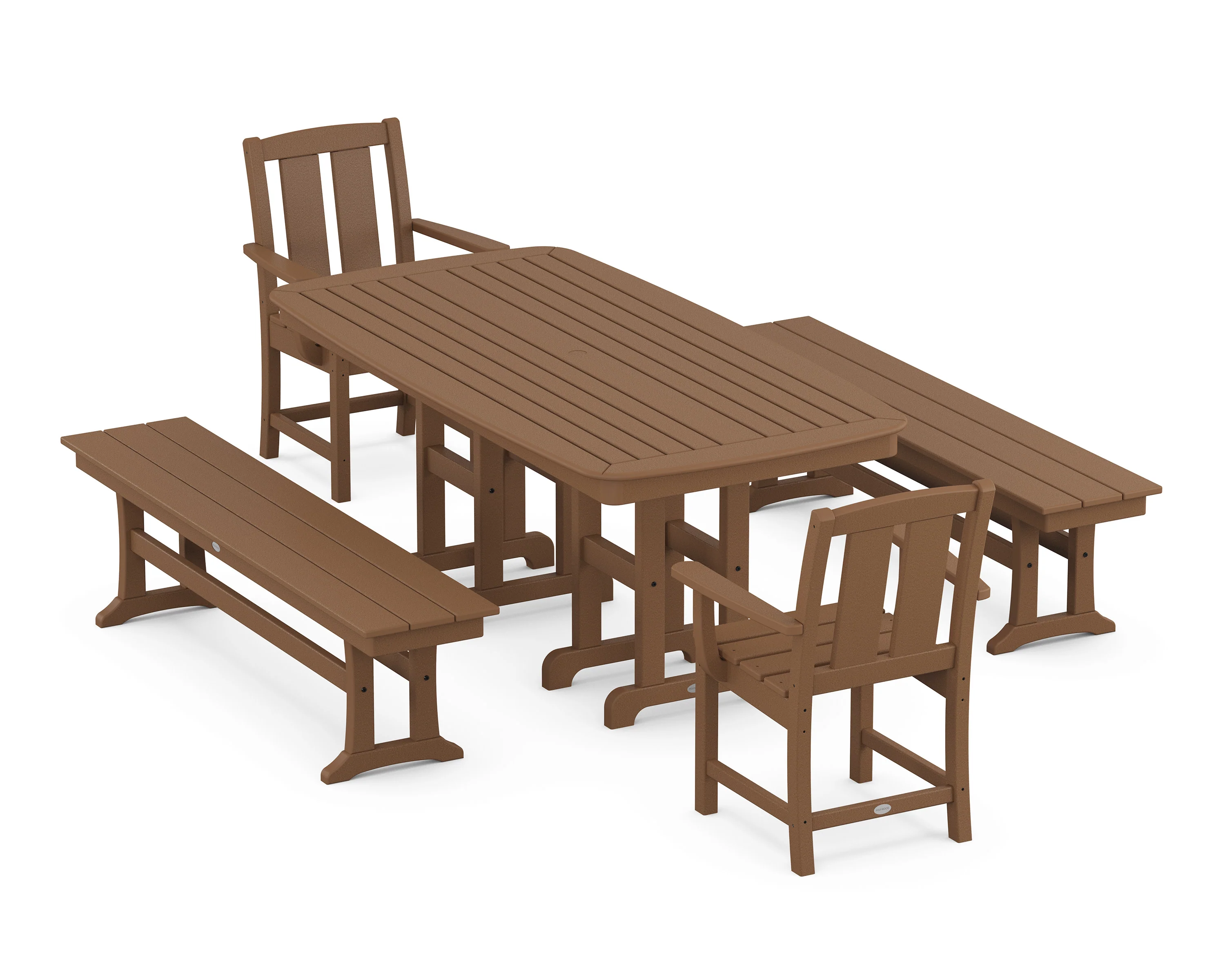 Mission 5-Piece Dining Set with Benches - Image 8
