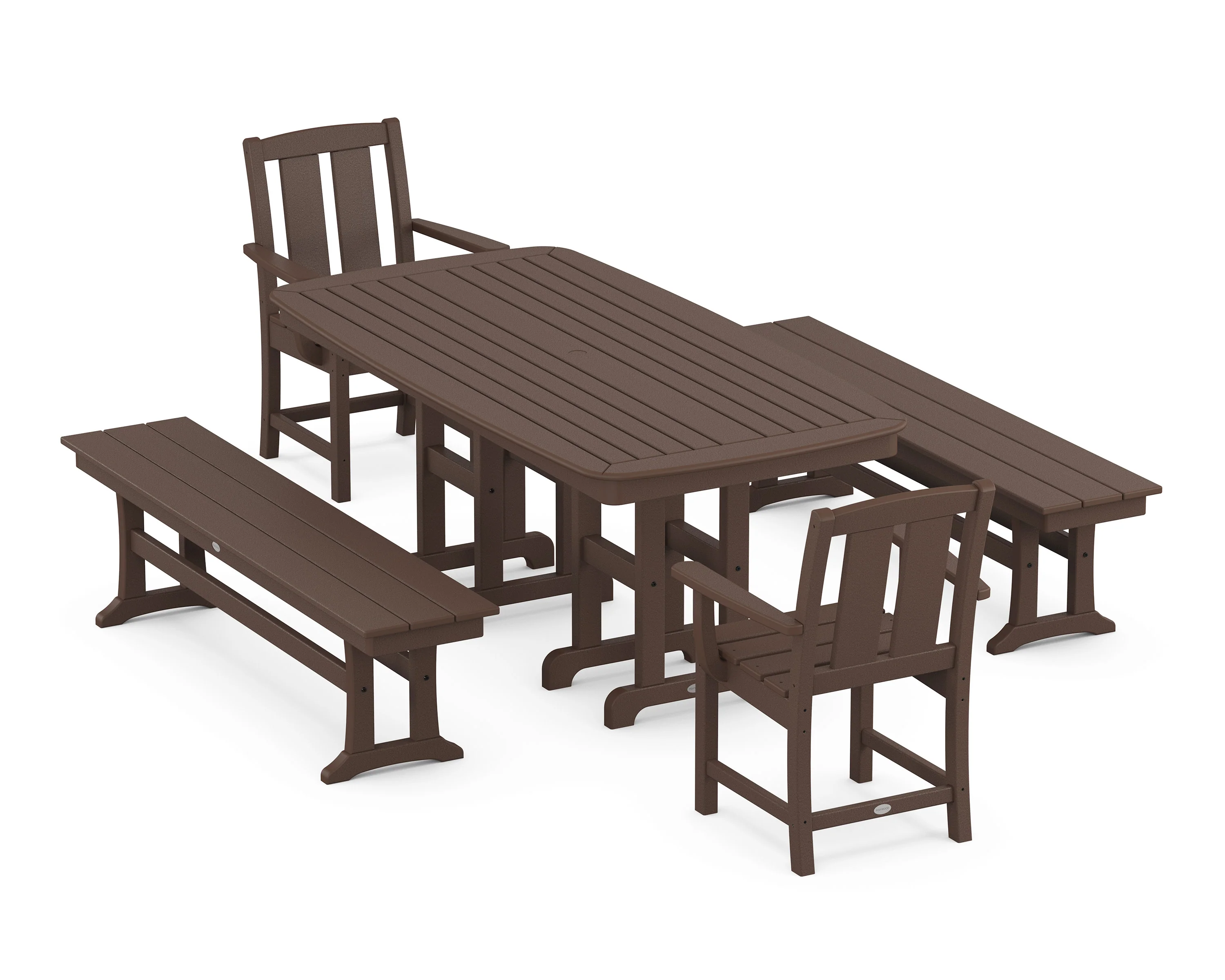 Mission 5-Piece Dining Set with Benches - Image 9