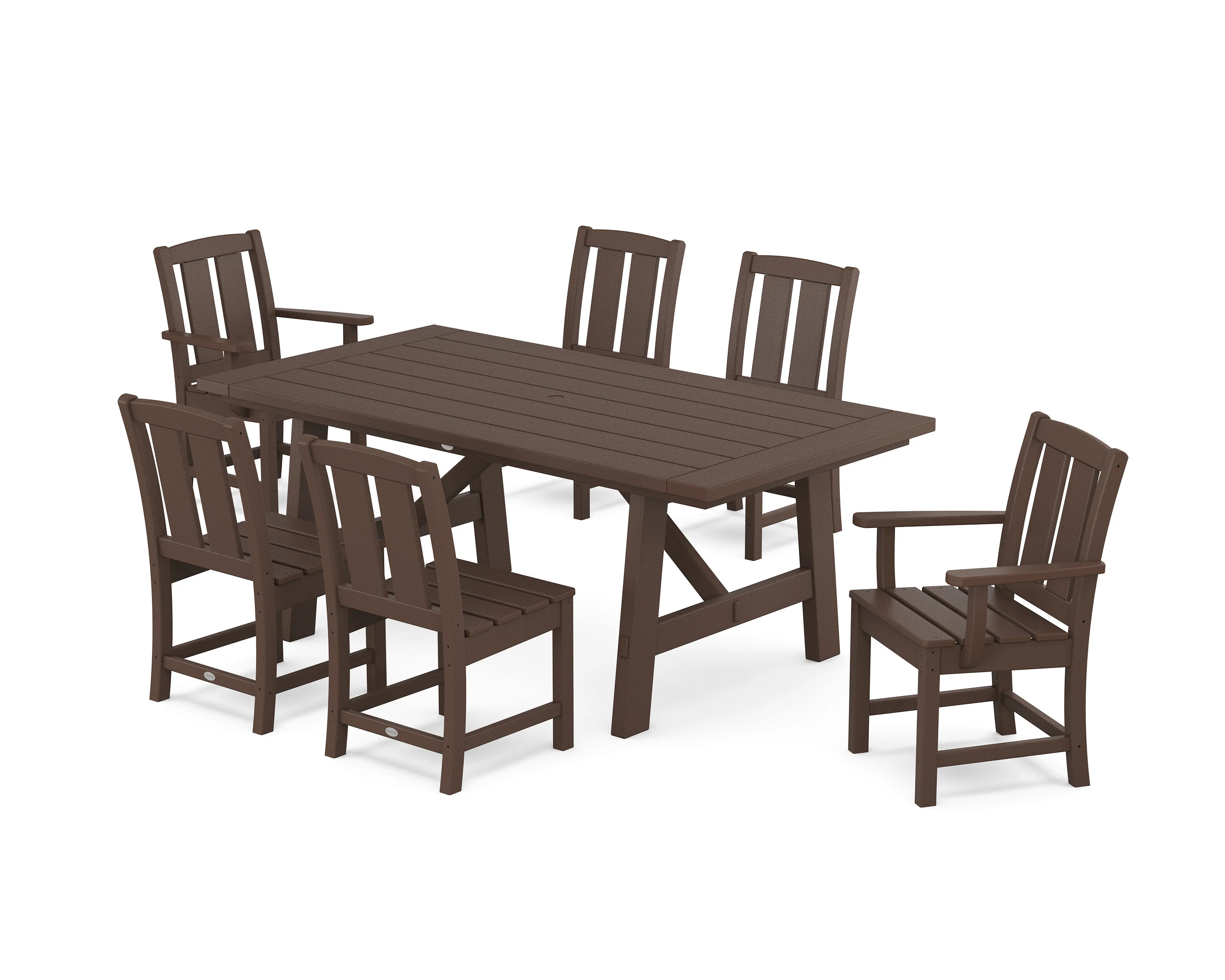 Mission 7-Piece Rustic Farmhouse Dining Set - Image 7