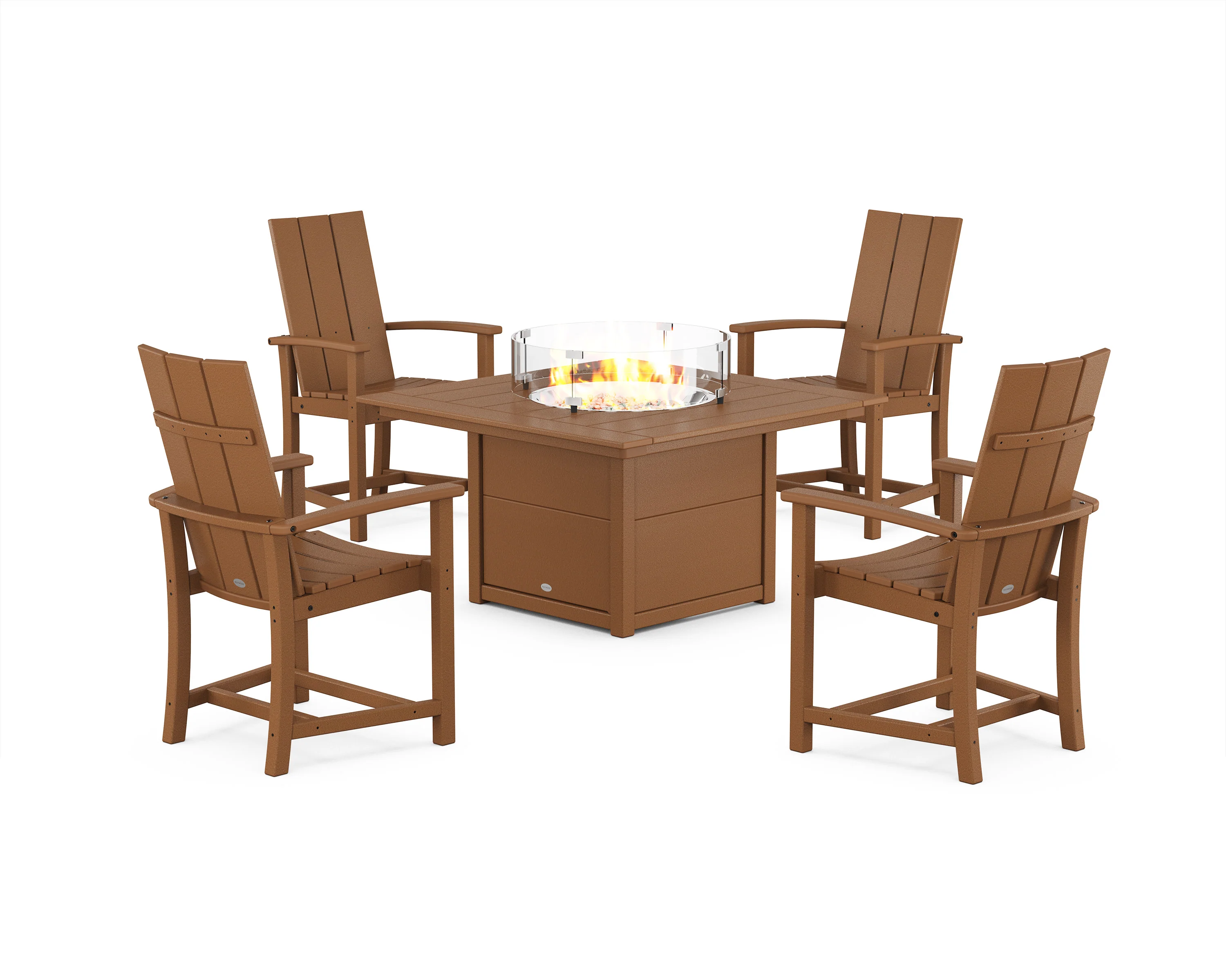 Modern 4-Piece Upright Adirondack Conversation Set with Fire Pit Table - Image 2