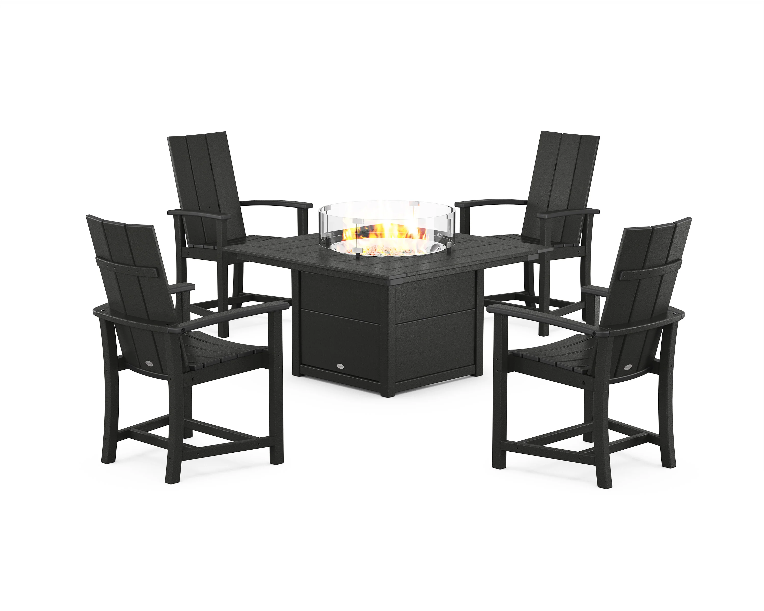 Modern 4-Piece Upright Adirondack Conversation Set with Fire Pit Table - Image 3