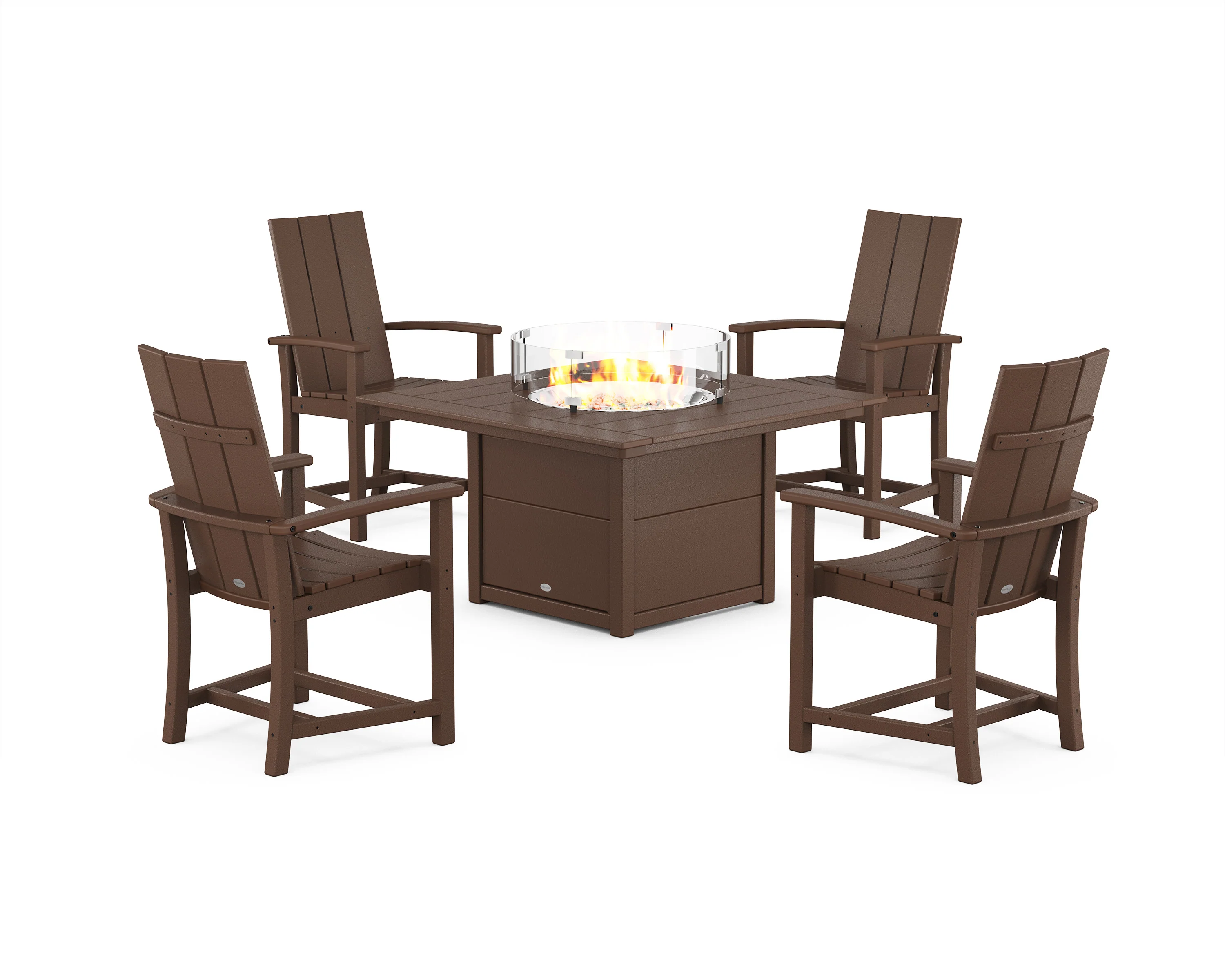 Modern 4-Piece Upright Adirondack Conversation Set with Fire Pit Table - Image 4