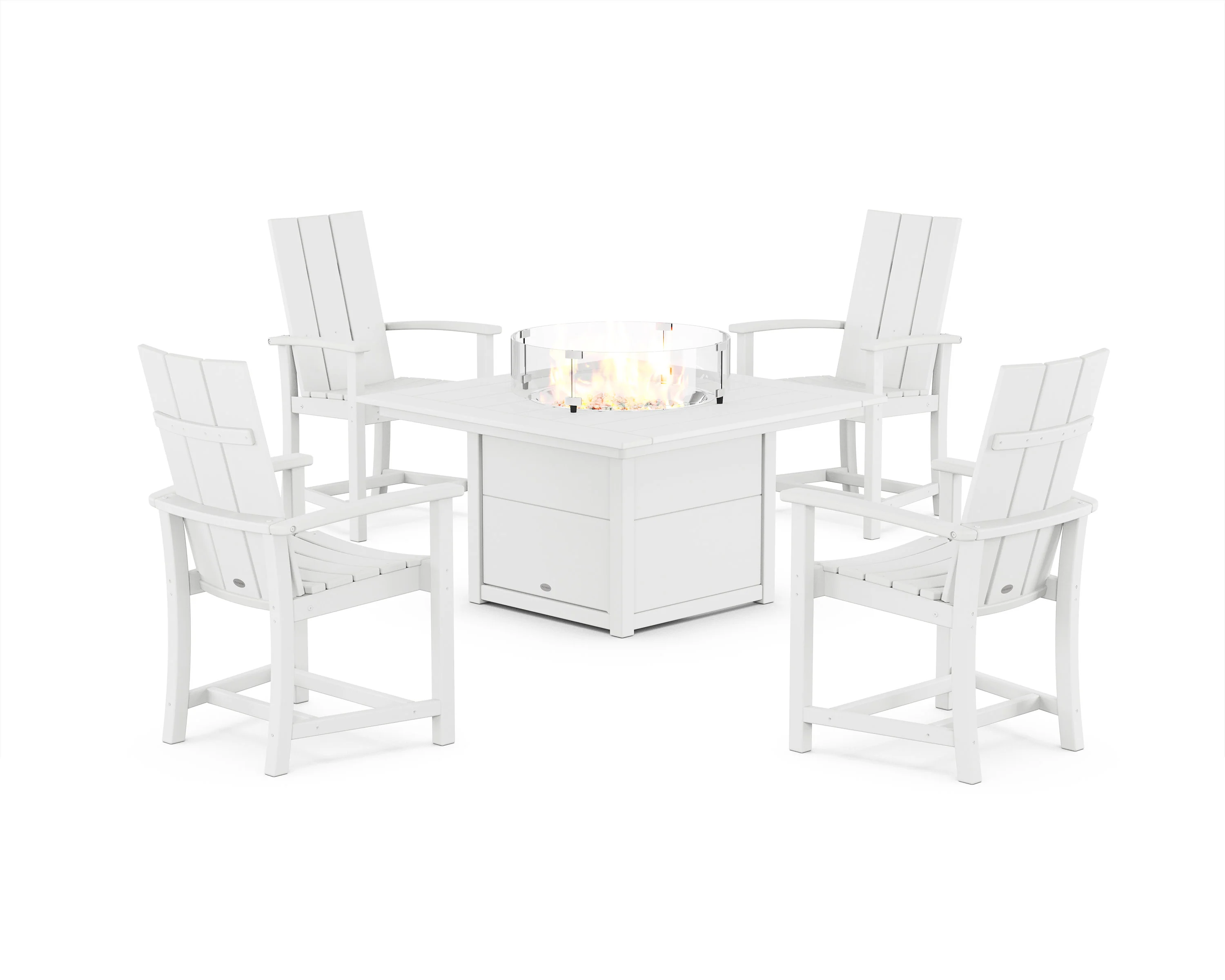Modern 4-Piece Upright Adirondack Conversation Set with Fire Pit Table - Image 5