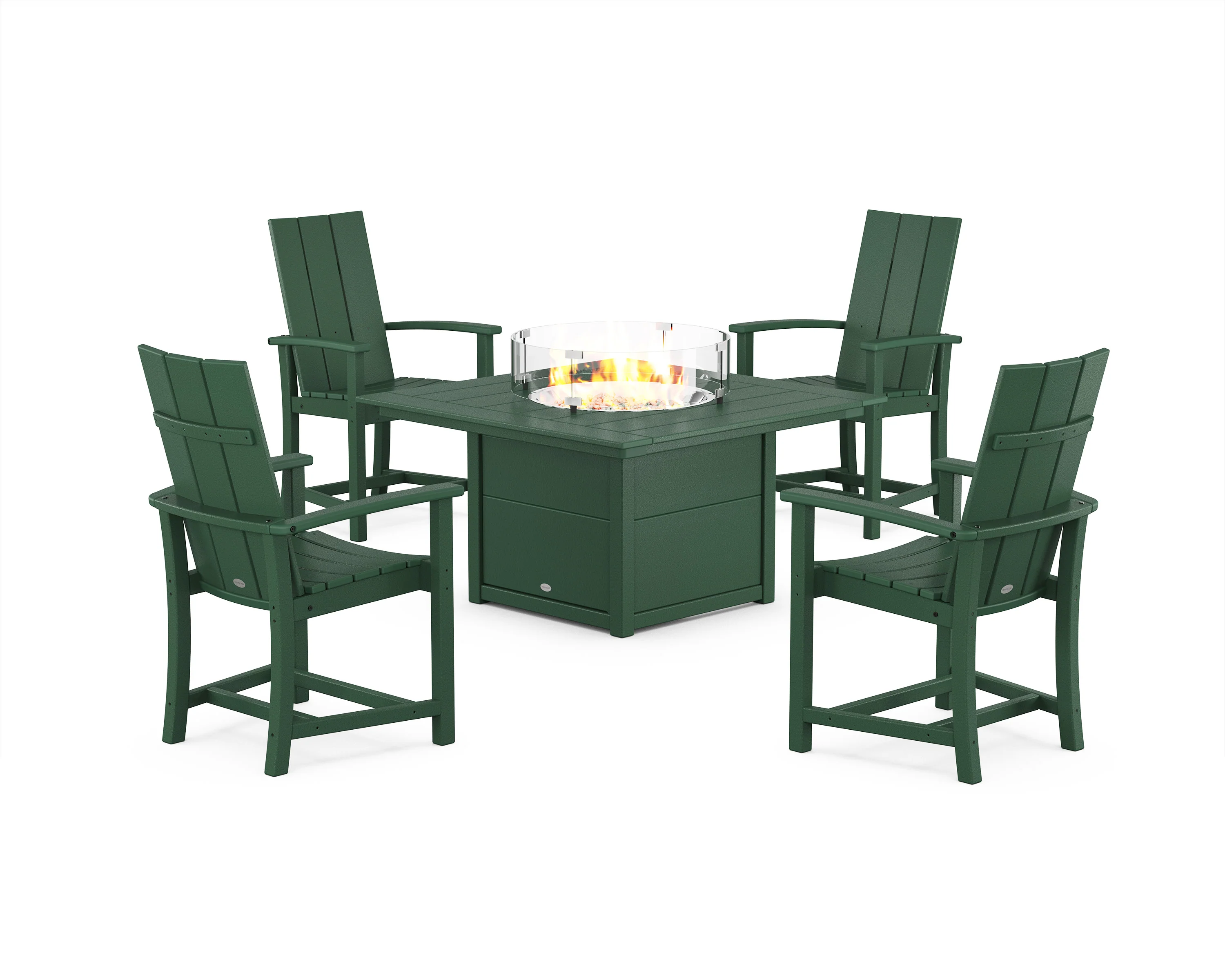 Modern 4-Piece Upright Adirondack Conversation Set with Fire Pit Table - Image 6