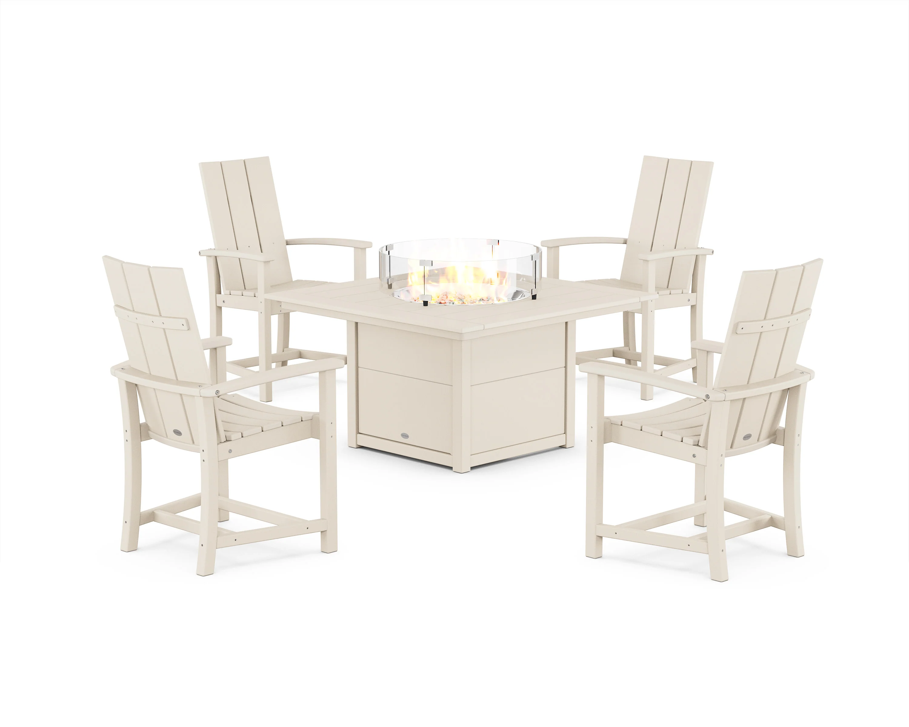 Modern 4-Piece Upright Adirondack Conversation Set with Fire Pit Table - Image 7