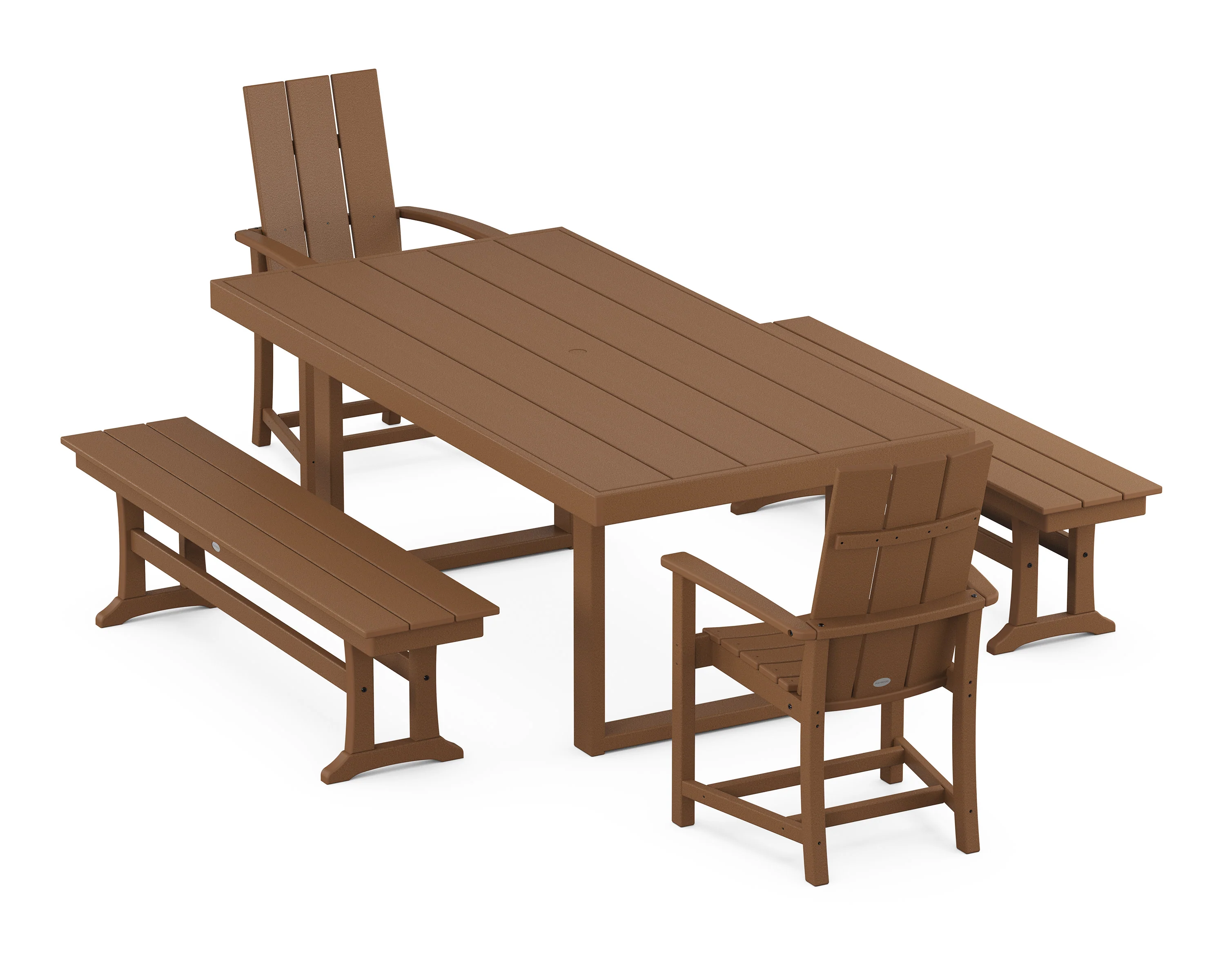 Modern Adirondack 5-Piece Dining Set with Benches - Image 4