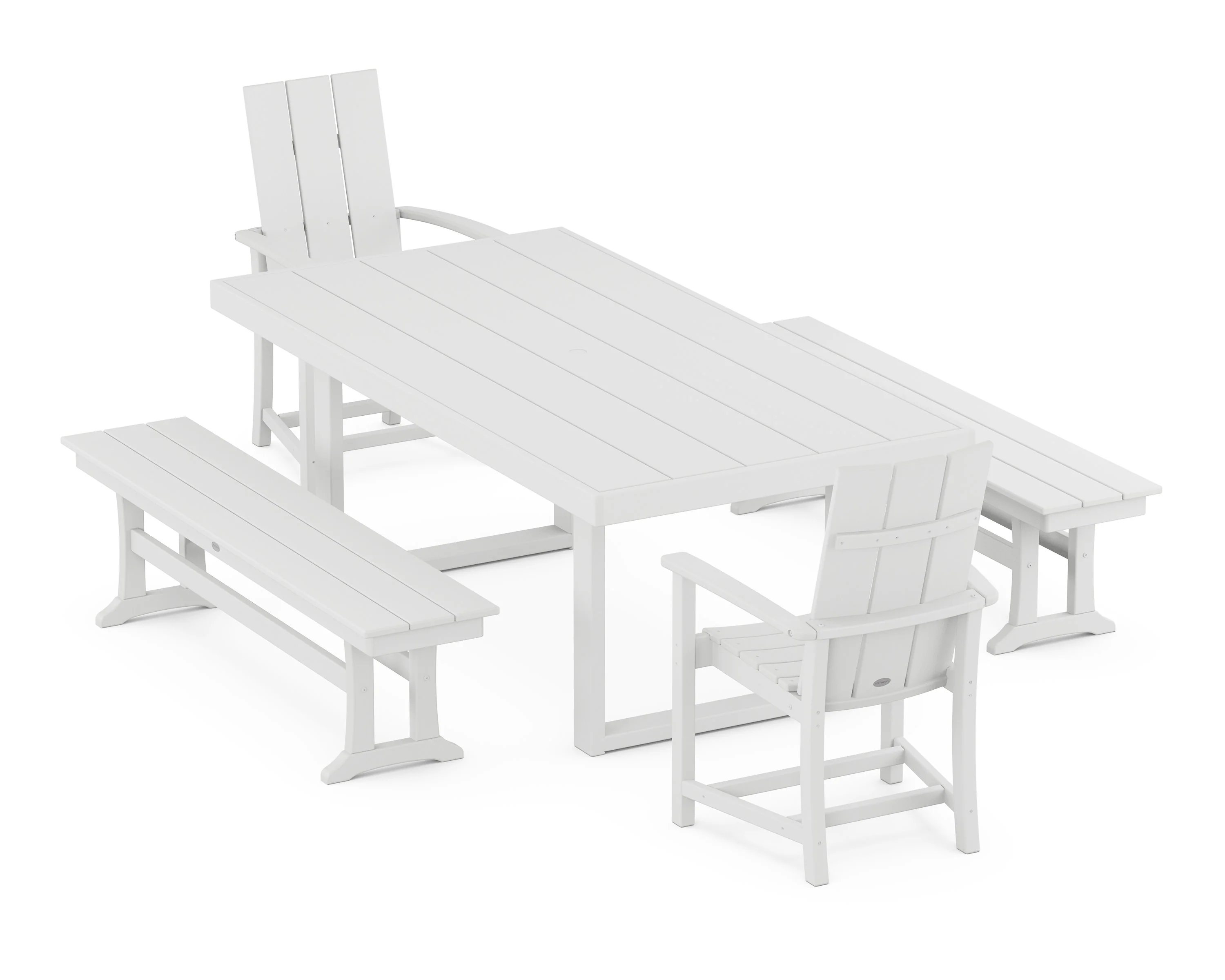 Modern Adirondack 5-Piece Dining Set with Benches - Image 8