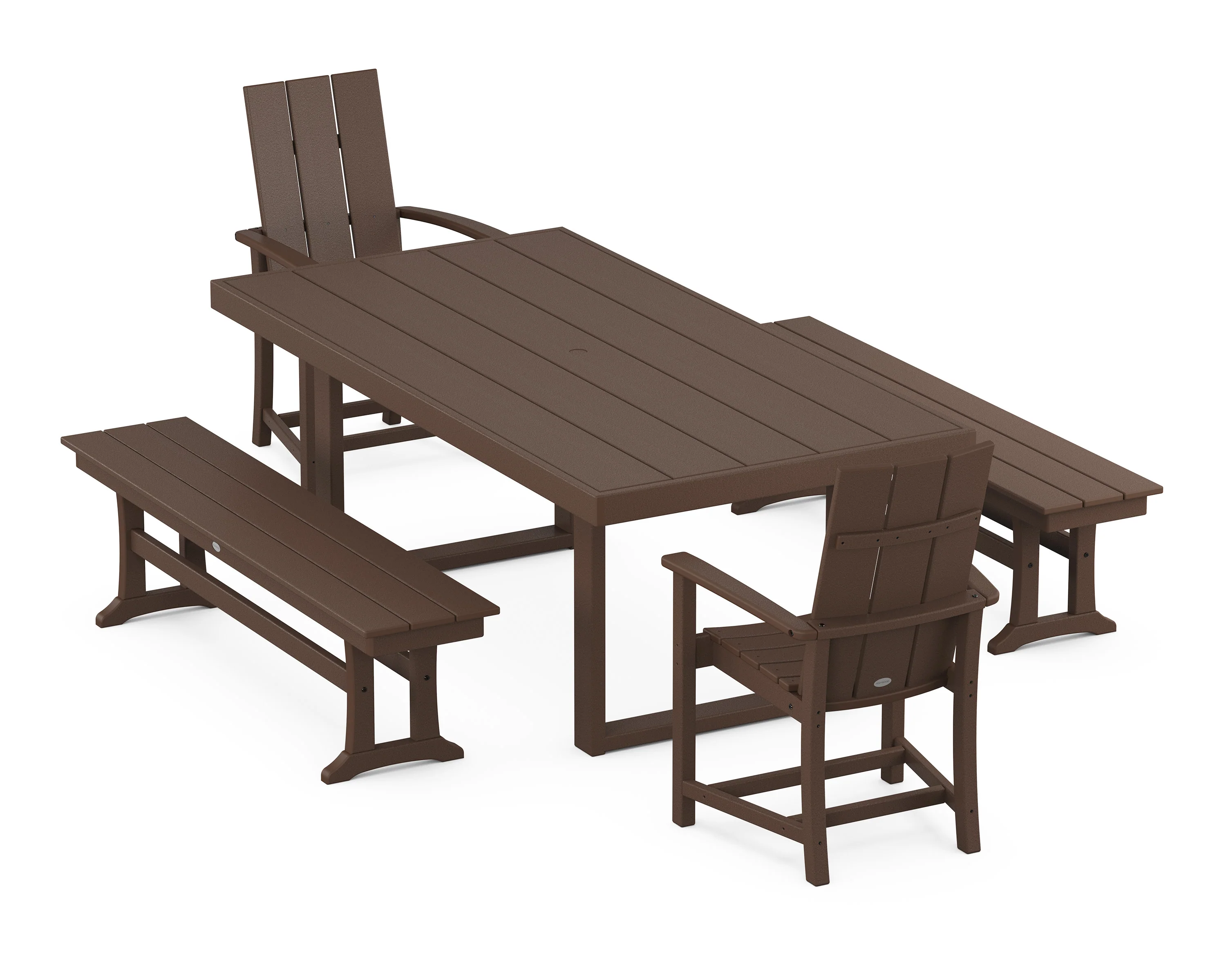 Modern Adirondack 5-Piece Dining Set with Benches - Image 9