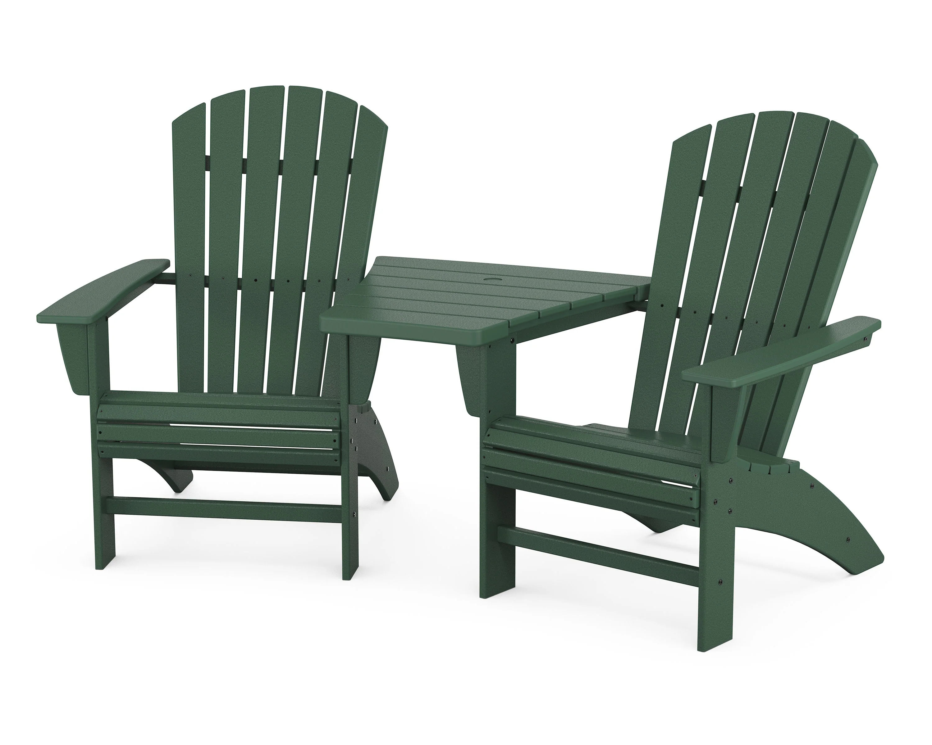 Nautical 3-Piece Curveback Adirondack Set with Angled Connecting Table - Image 10