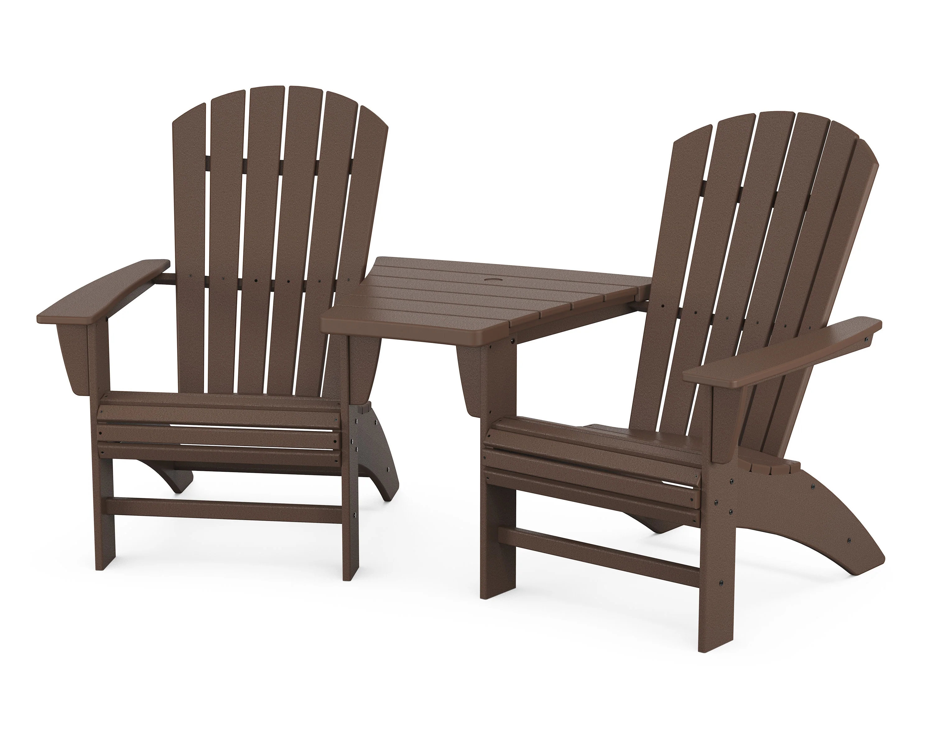 Nautical 3-Piece Curveback Adirondack Set with Angled Connecting Table - Image 11