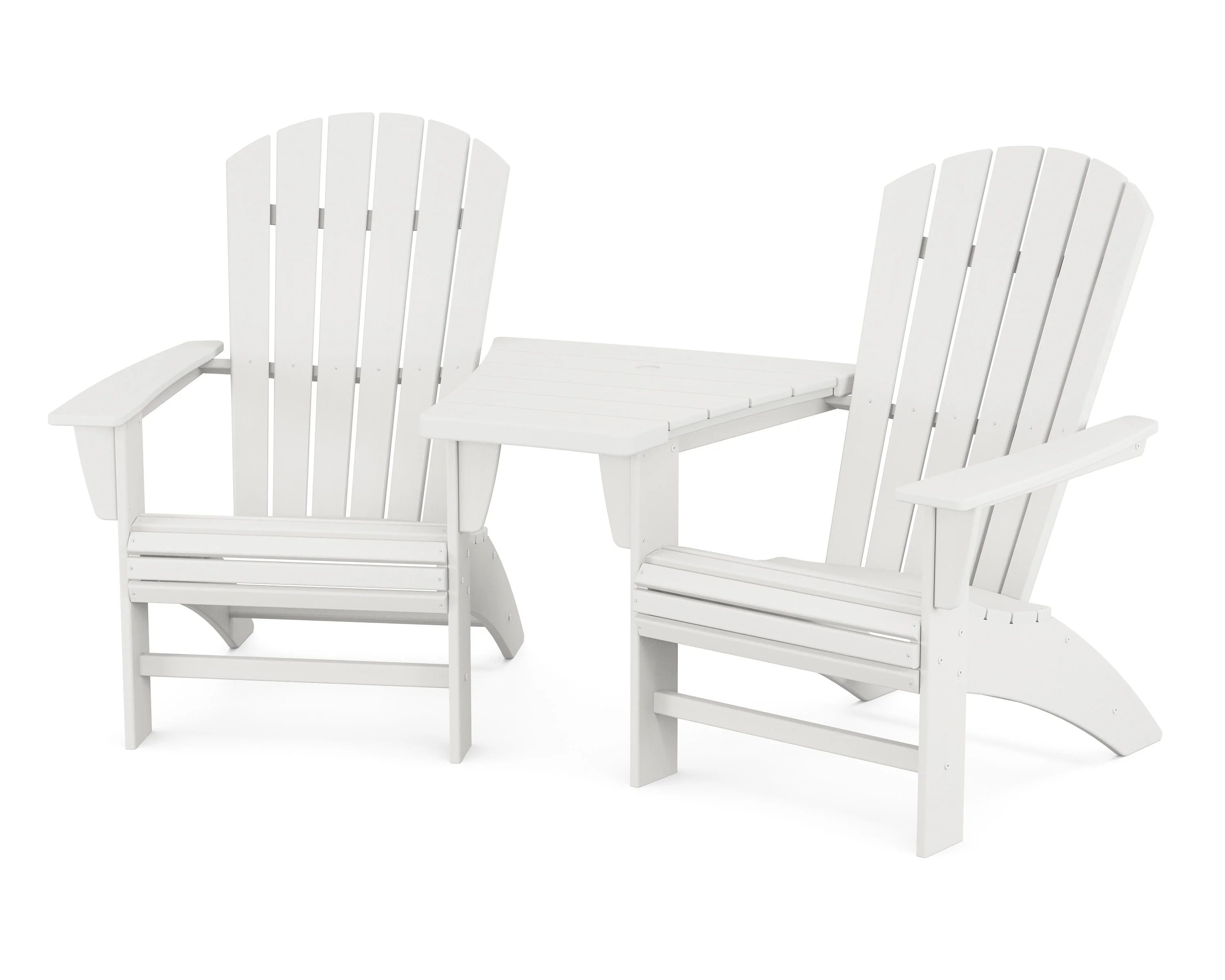 Nautical 3-Piece Curveback Adirondack Set with Angled Connecting Table - Image 12