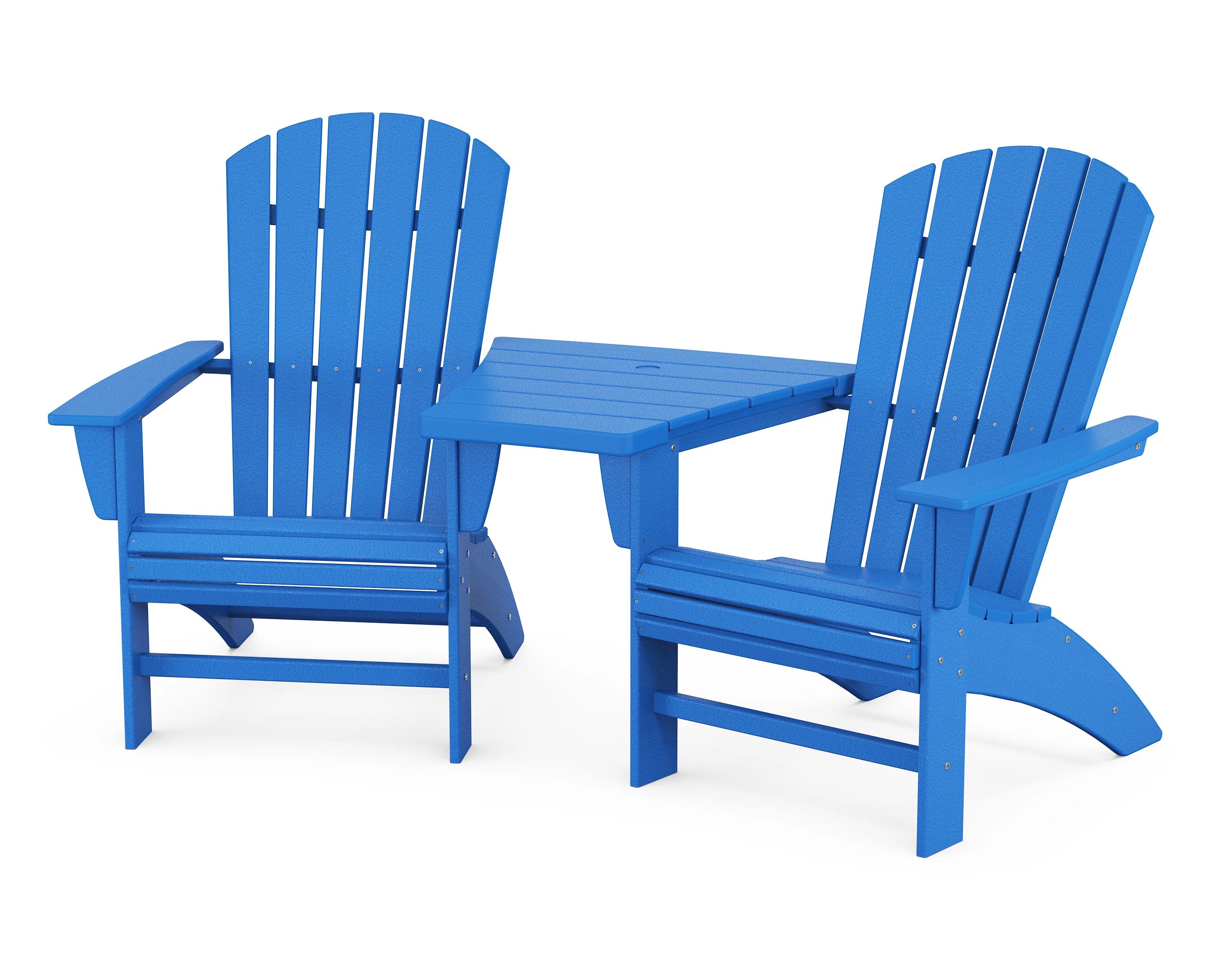 Nautical 3-Piece Curveback Adirondack Set with Angled Connecting Table - Image 13