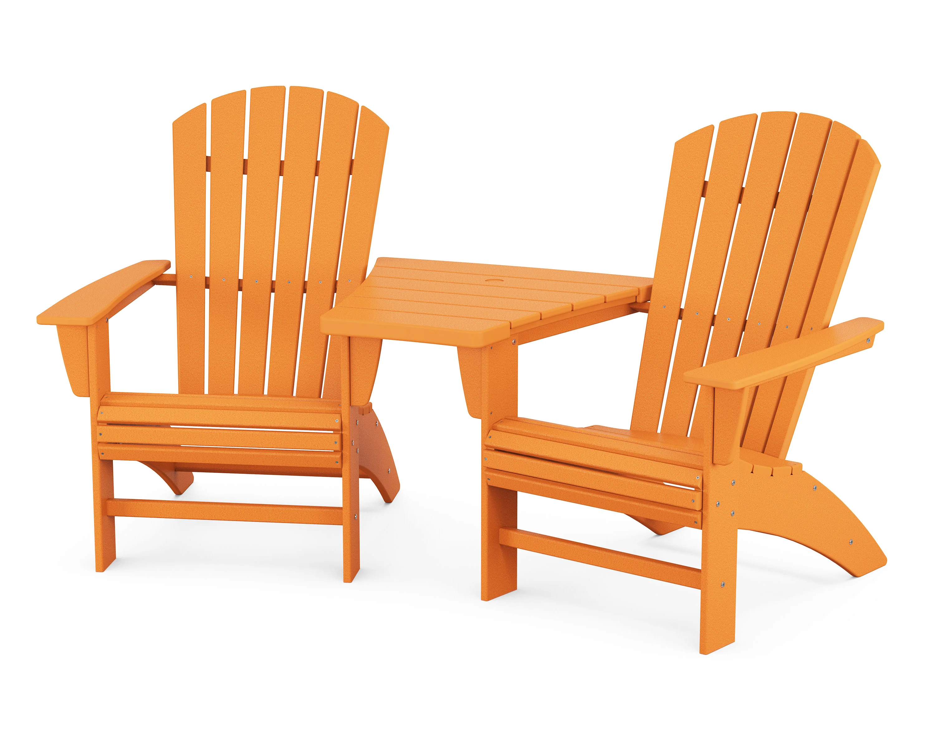 Nautical 3-Piece Curveback Adirondack Set with Angled Connecting Table - Image 15