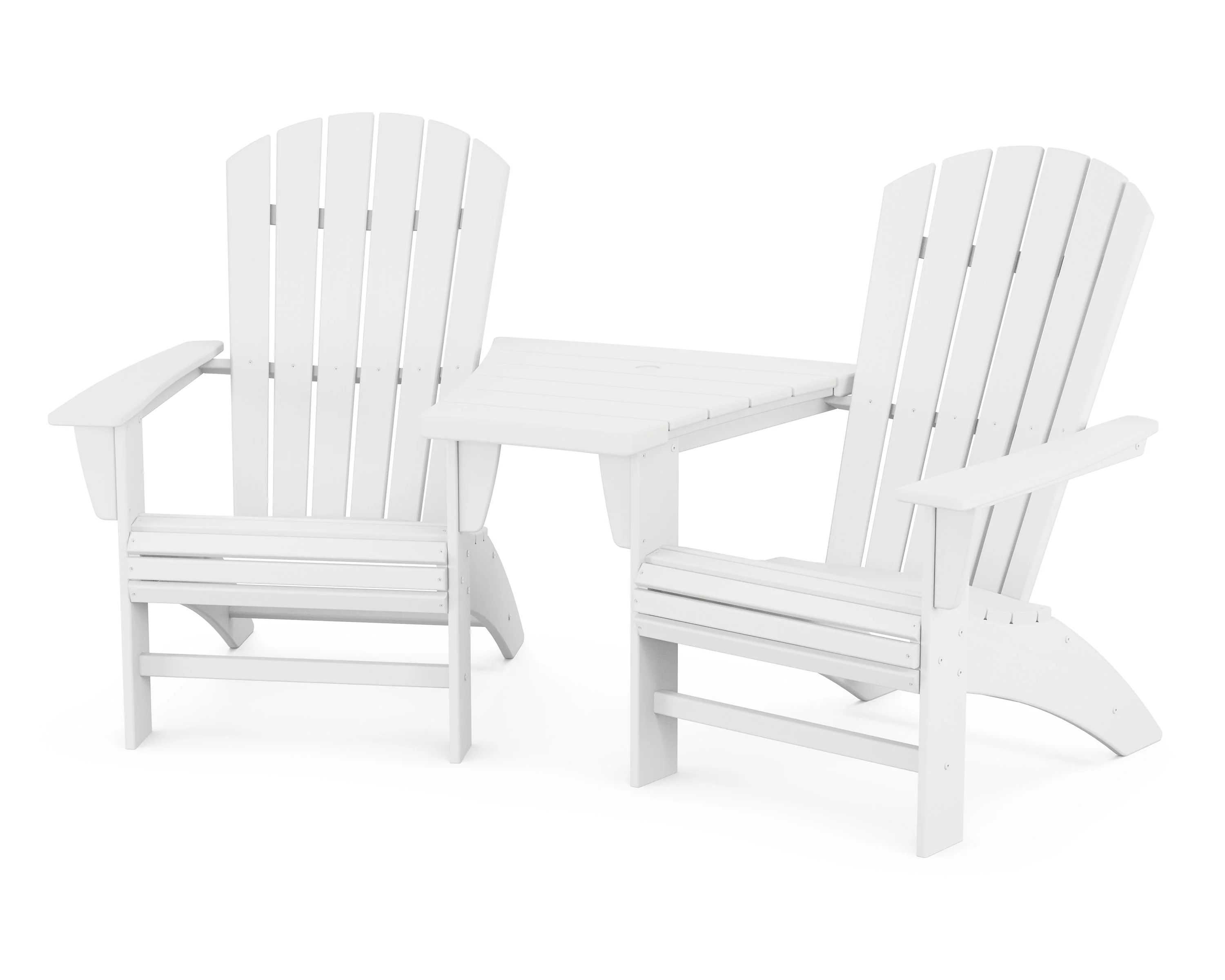 Nautical 3-Piece Curveback Adirondack Set with Angled Connecting Table - Image 16