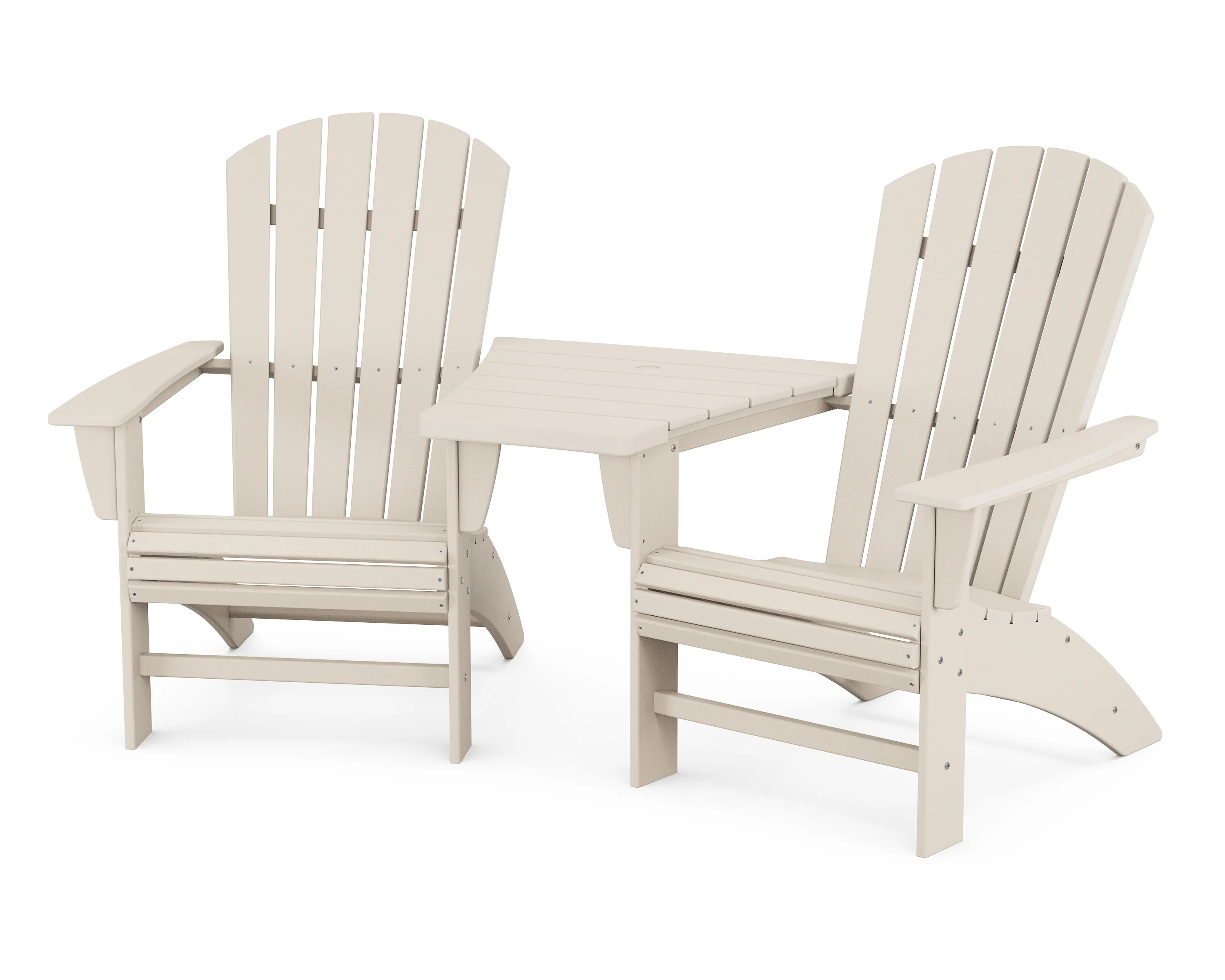 Nautical 3-Piece Curveback Adirondack Set with Angled Connecting Table - Image 17