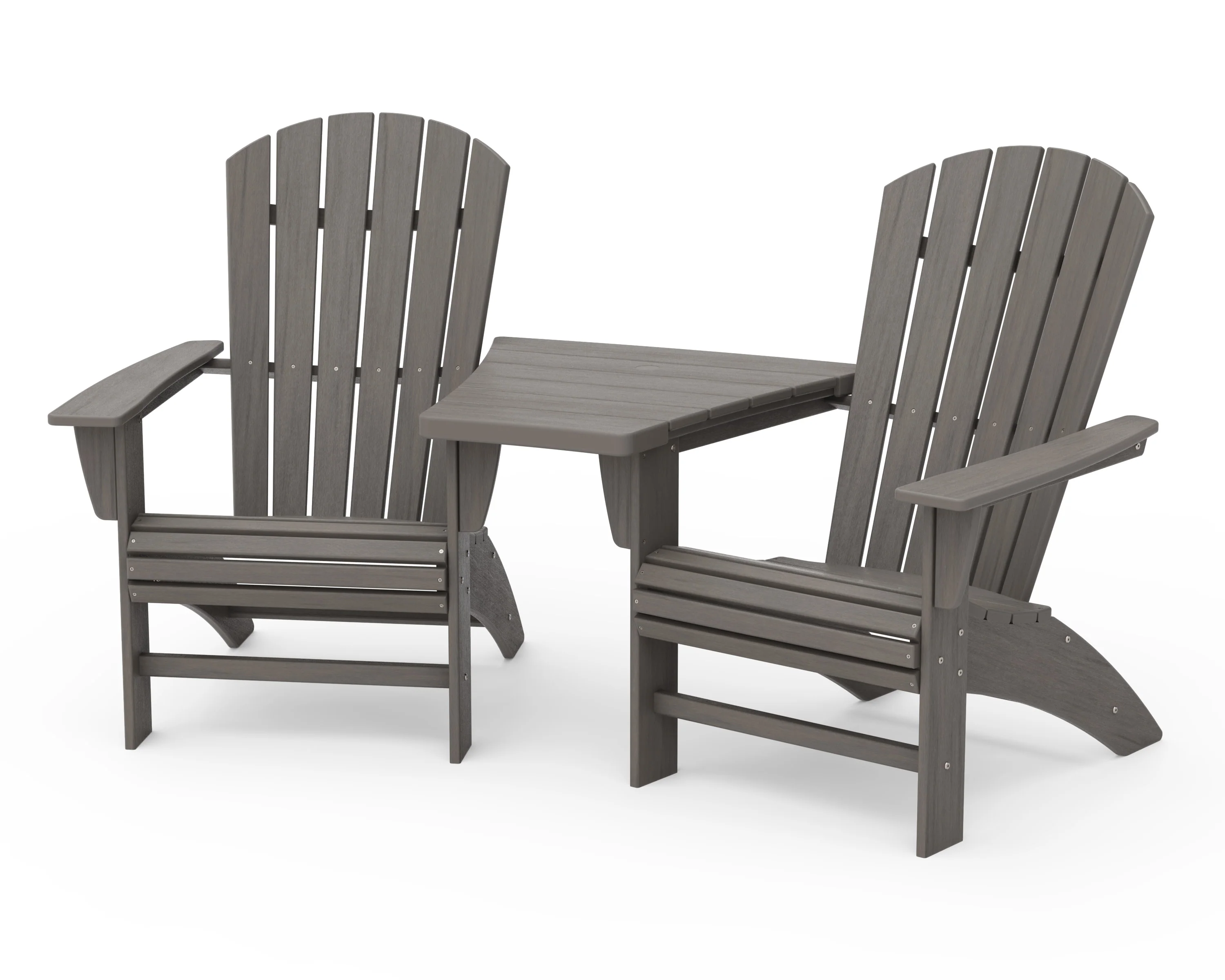 Nautical 3-Piece Curveback Adirondack Set with Angled Connecting Table - Image 19