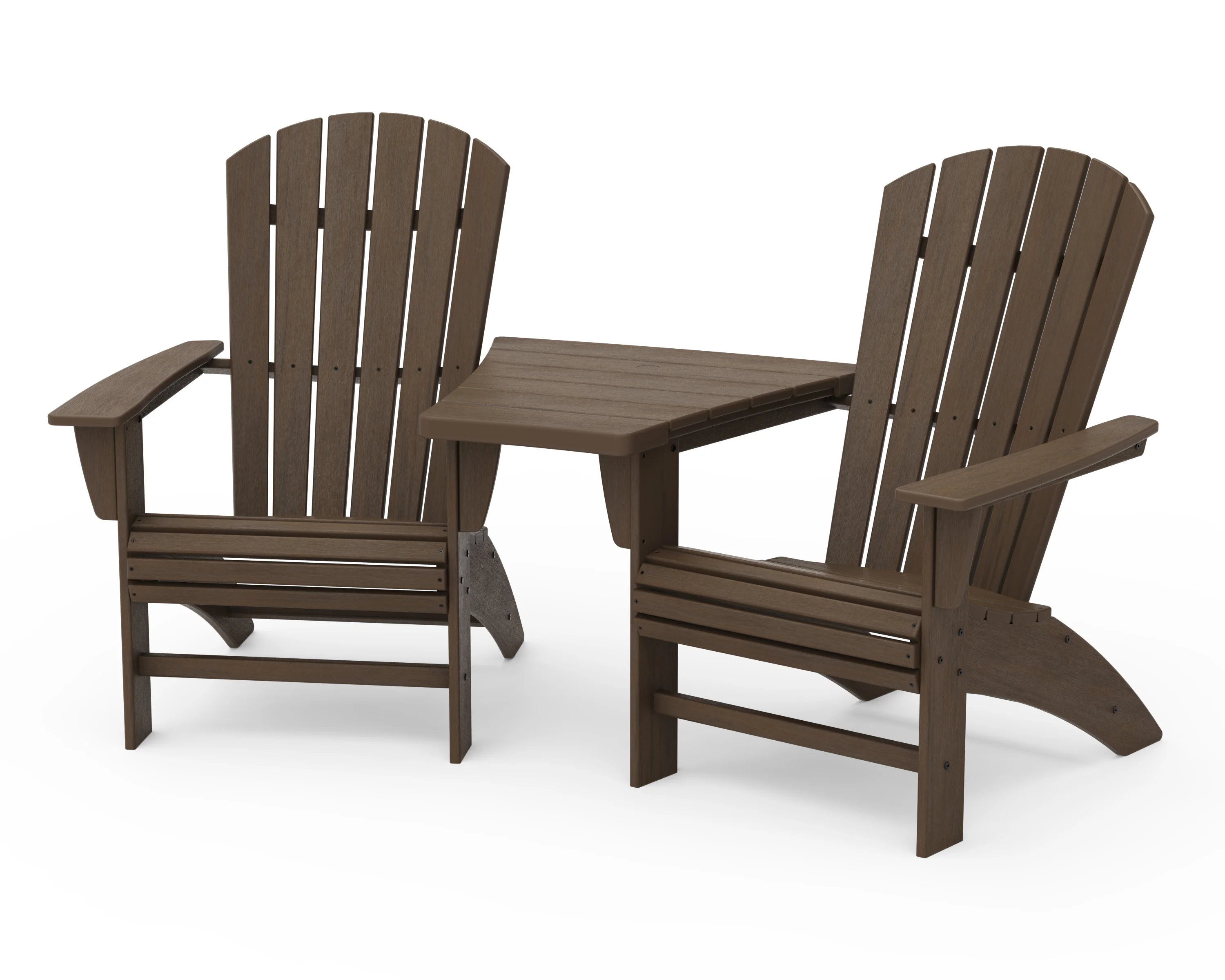 Nautical 3-Piece Curveback Adirondack Set with Angled Connecting Table - Image 20