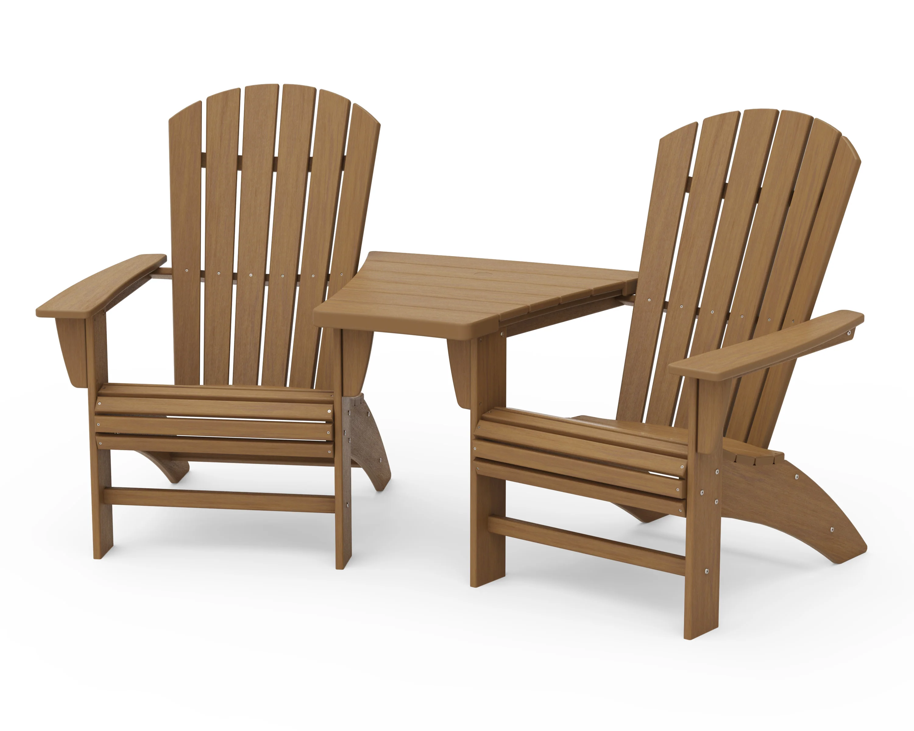 Nautical 3-Piece Curveback Adirondack Set with Angled Connecting Table - Image 21