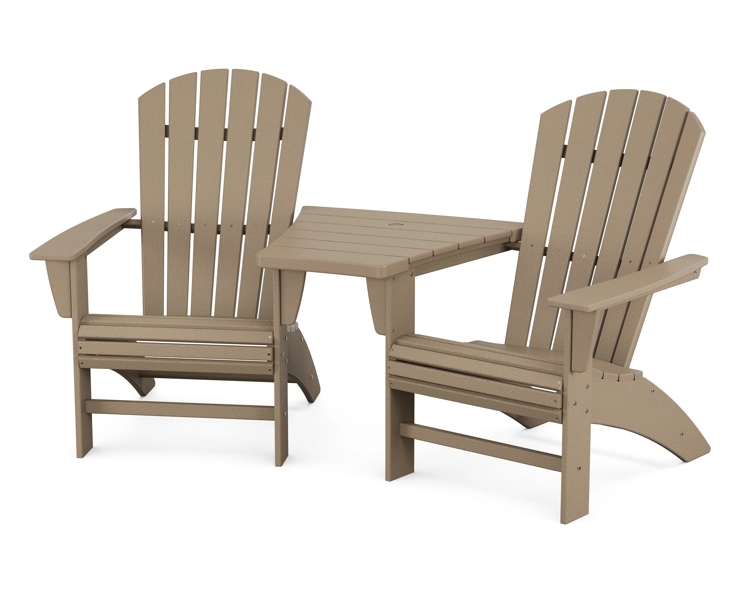 Nautical 3-Piece Curveback Adirondack Set with Angled Connecting Table - Image 3