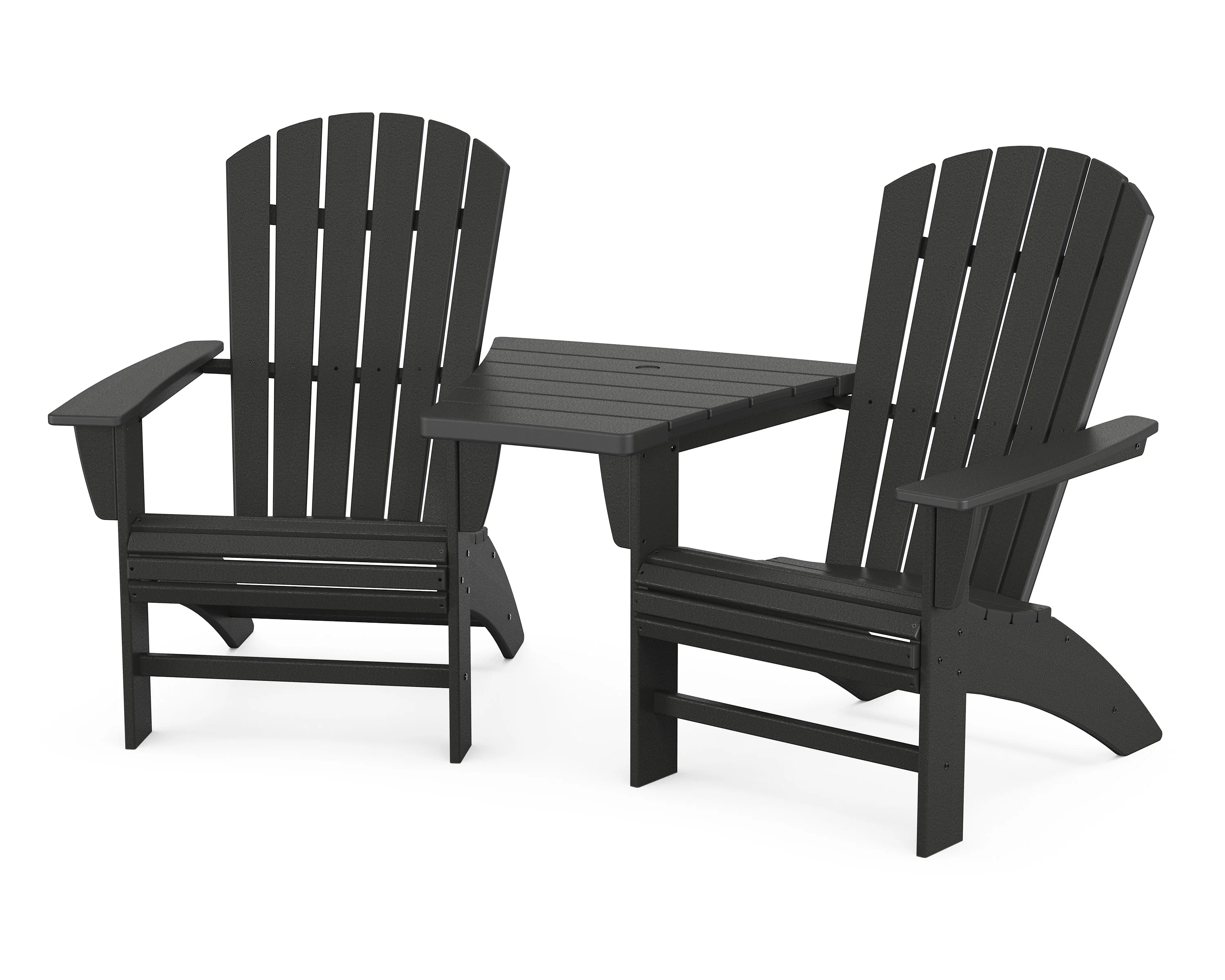 Nautical 3-Piece Curveback Adirondack Set with Angled Connecting Table - Image 4