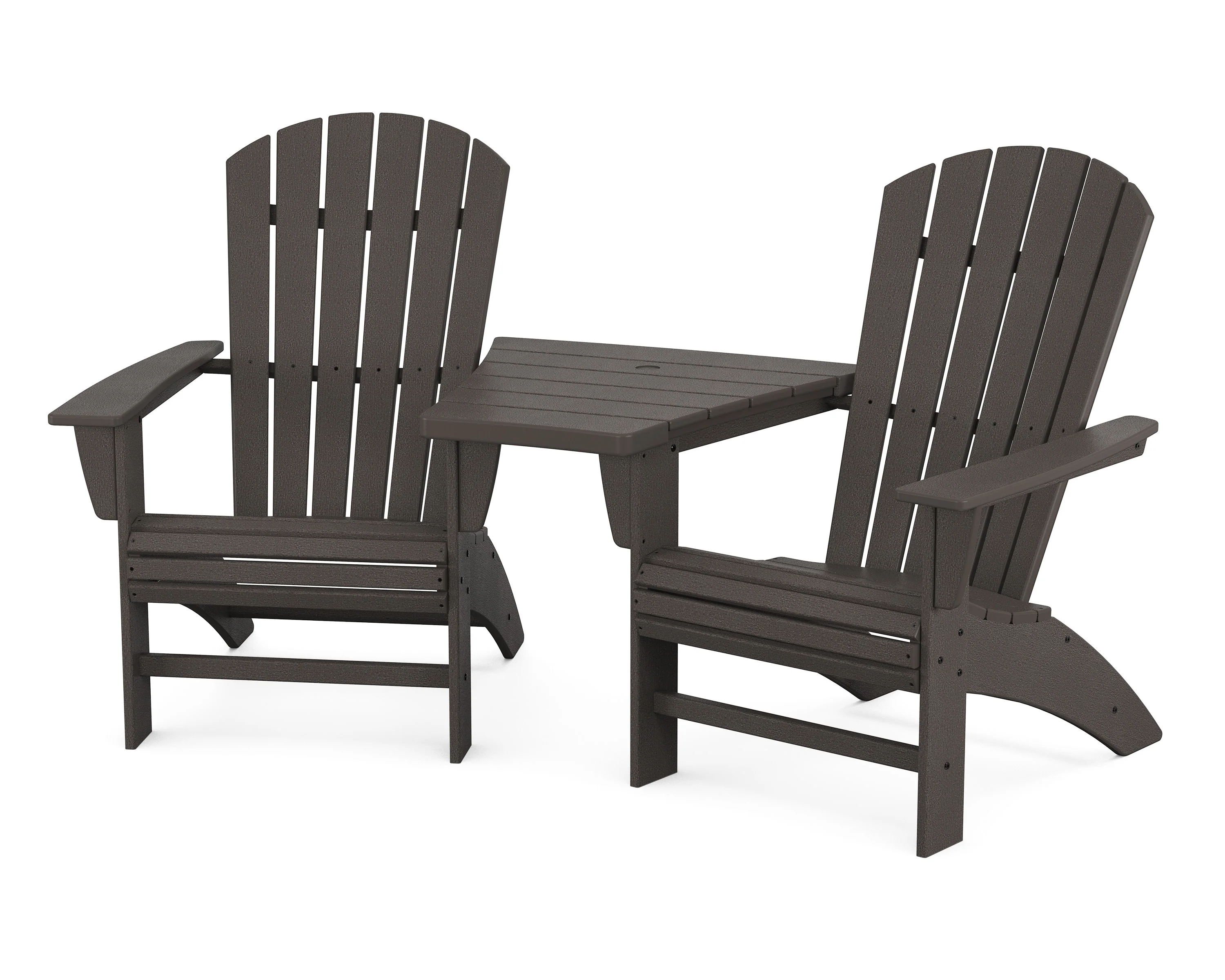 Nautical 3-Piece Curveback Adirondack Set with Angled Connecting Table - Image 7