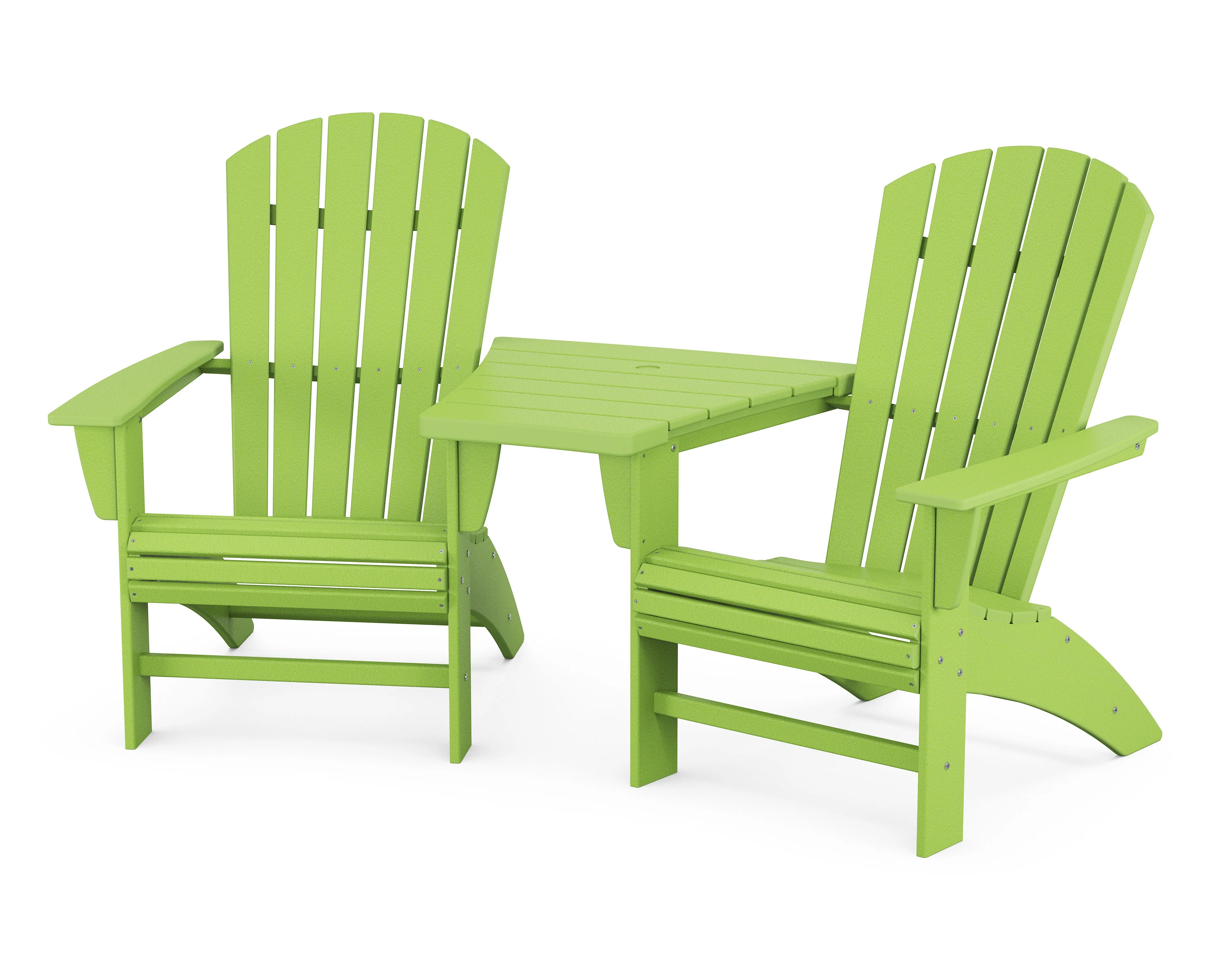 Nautical 3-Piece Curveback Adirondack Set with Angled Connecting Table - Image 9