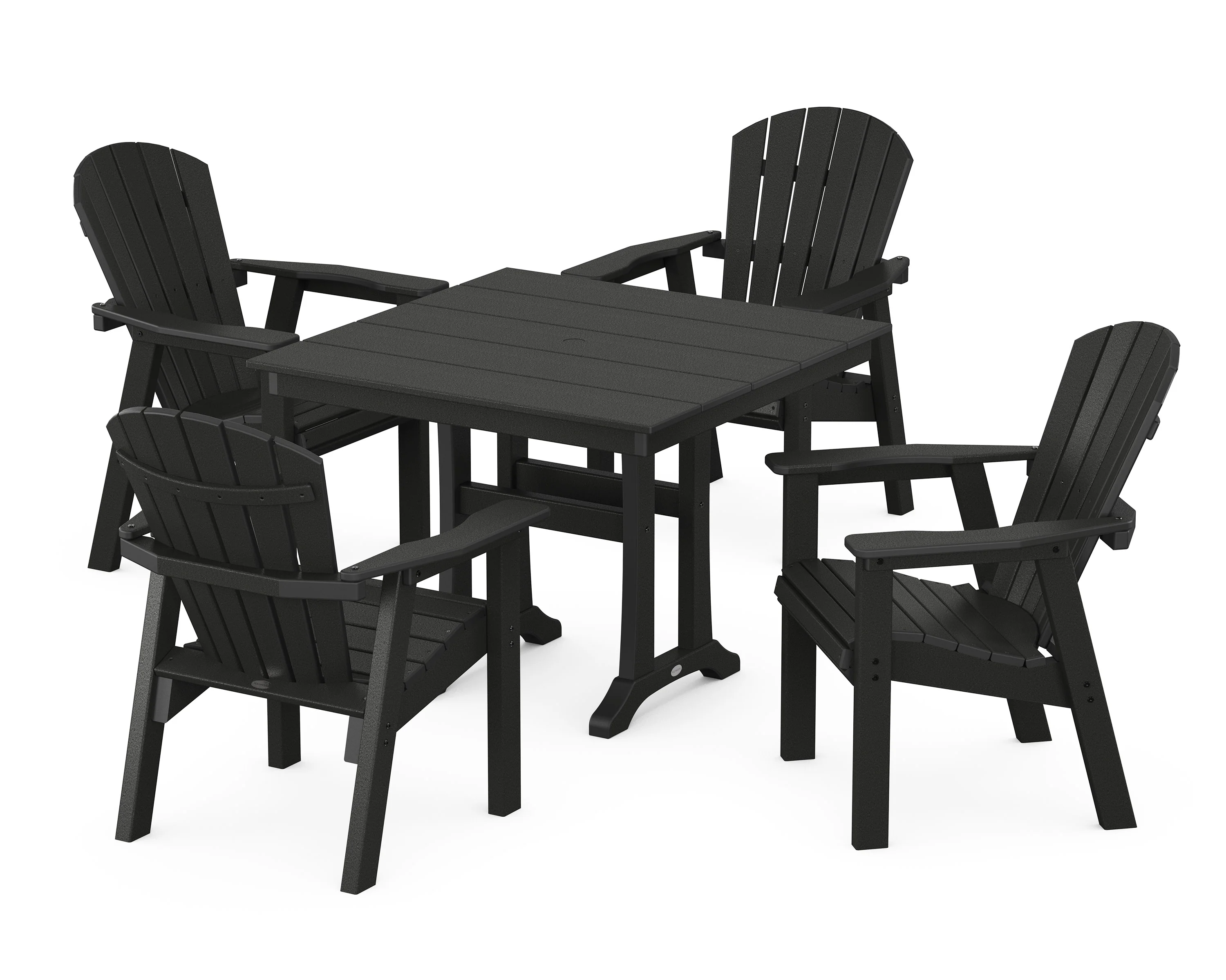 Seashell 5-Piece Farmhouse Dining Set With Trestle Legs - Image 9