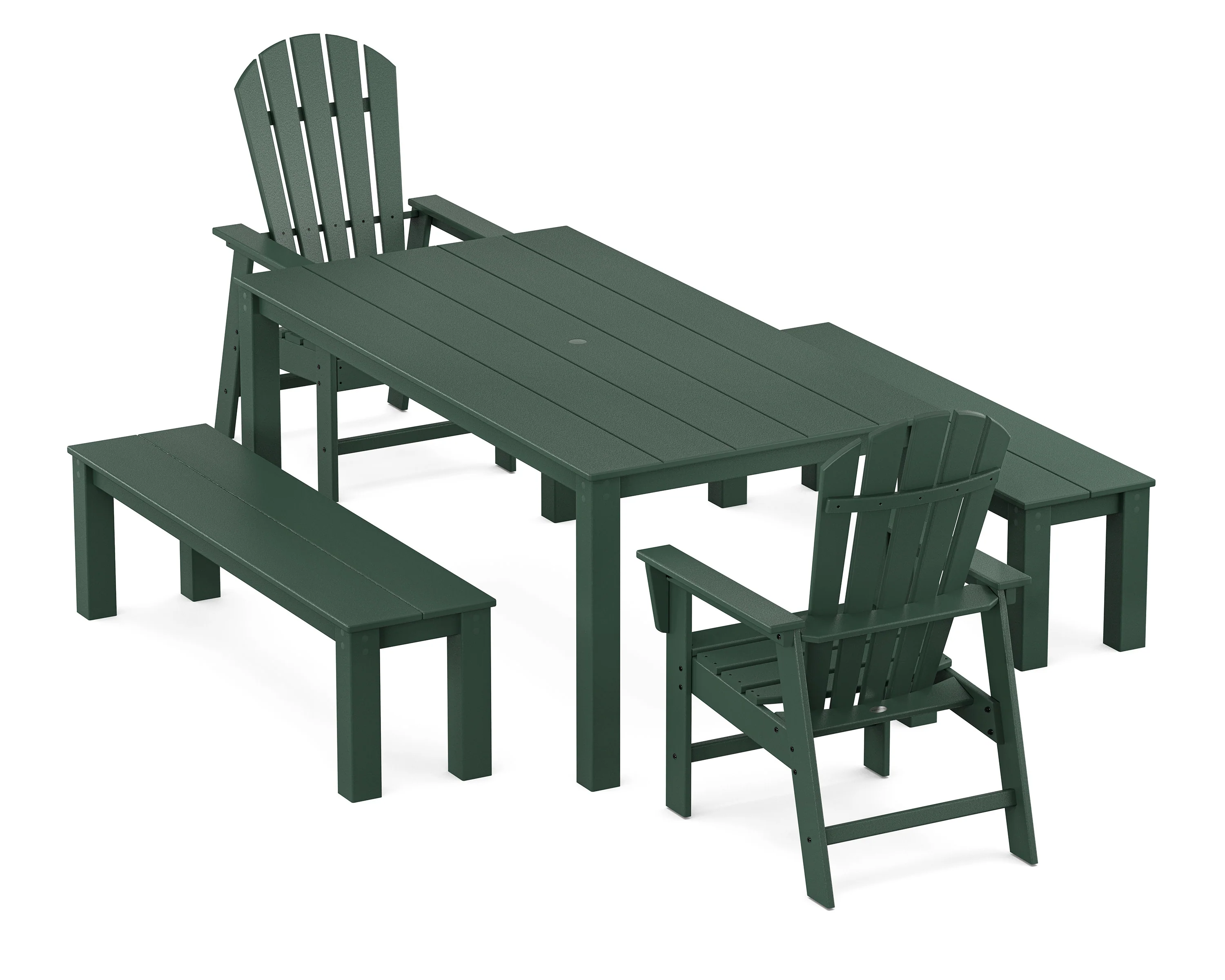 South Beach 5-Piece Parsons Dining Set with Benches - Image 9